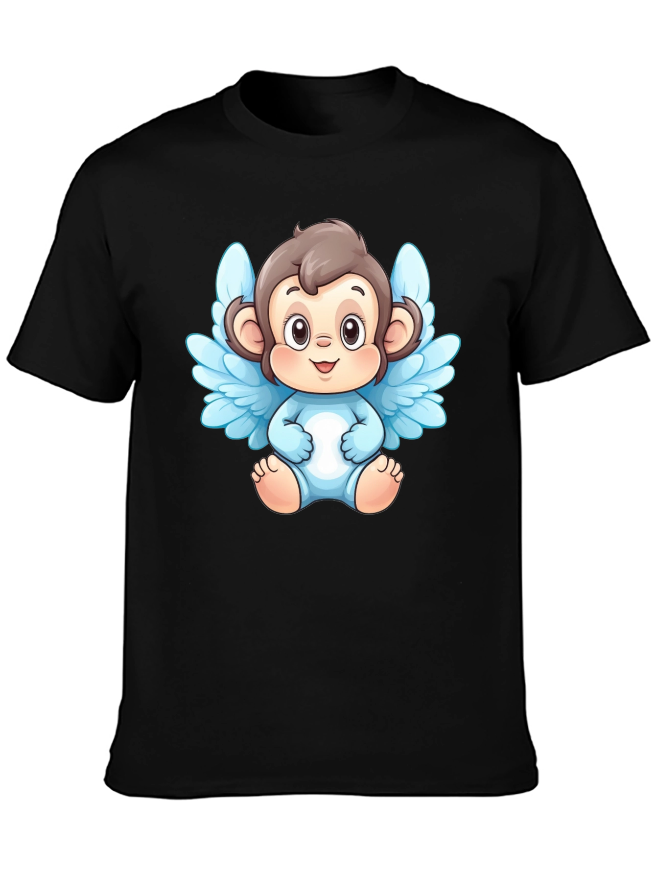 Angel Monkey Graphic T-Shirt - Black Cotton Tee