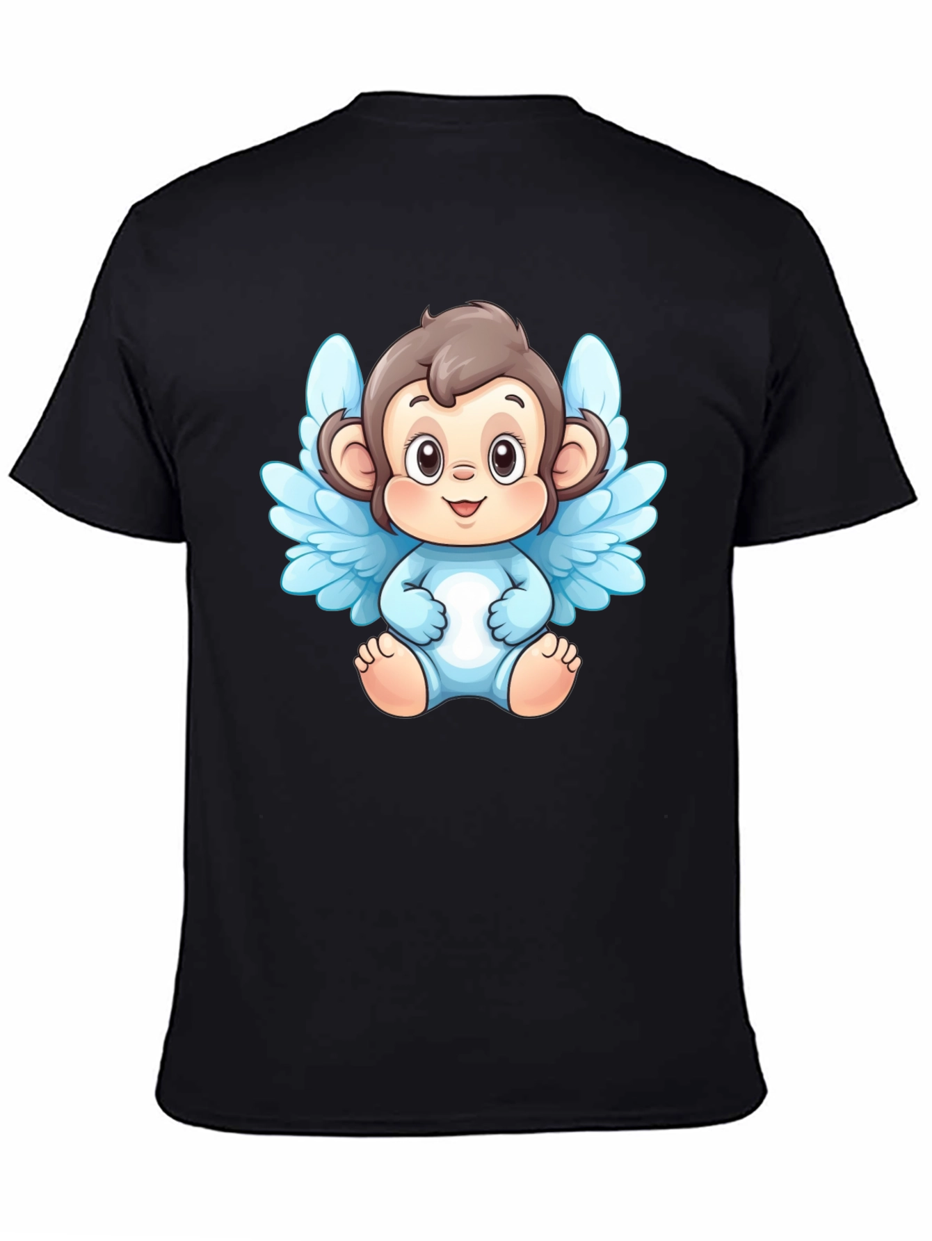 Angel Monkey Graphic T-Shirt - Black Cotton Tee