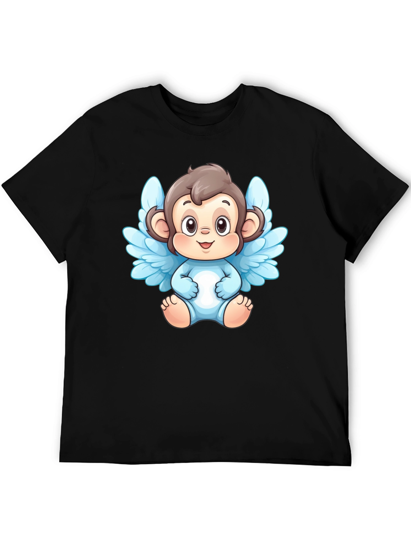 Angel Monkey Graphic T-Shirt - Black Cotton Tee
