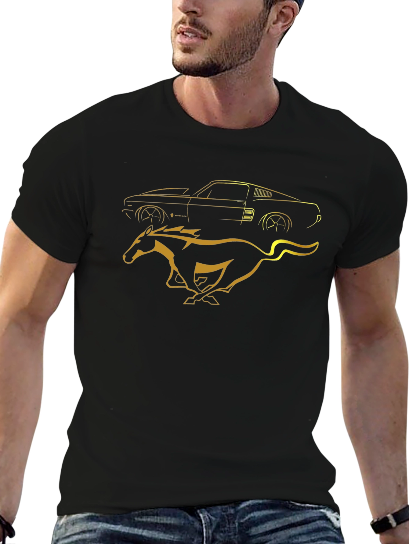 Classic Car and Mustang Horse T-Shirt
