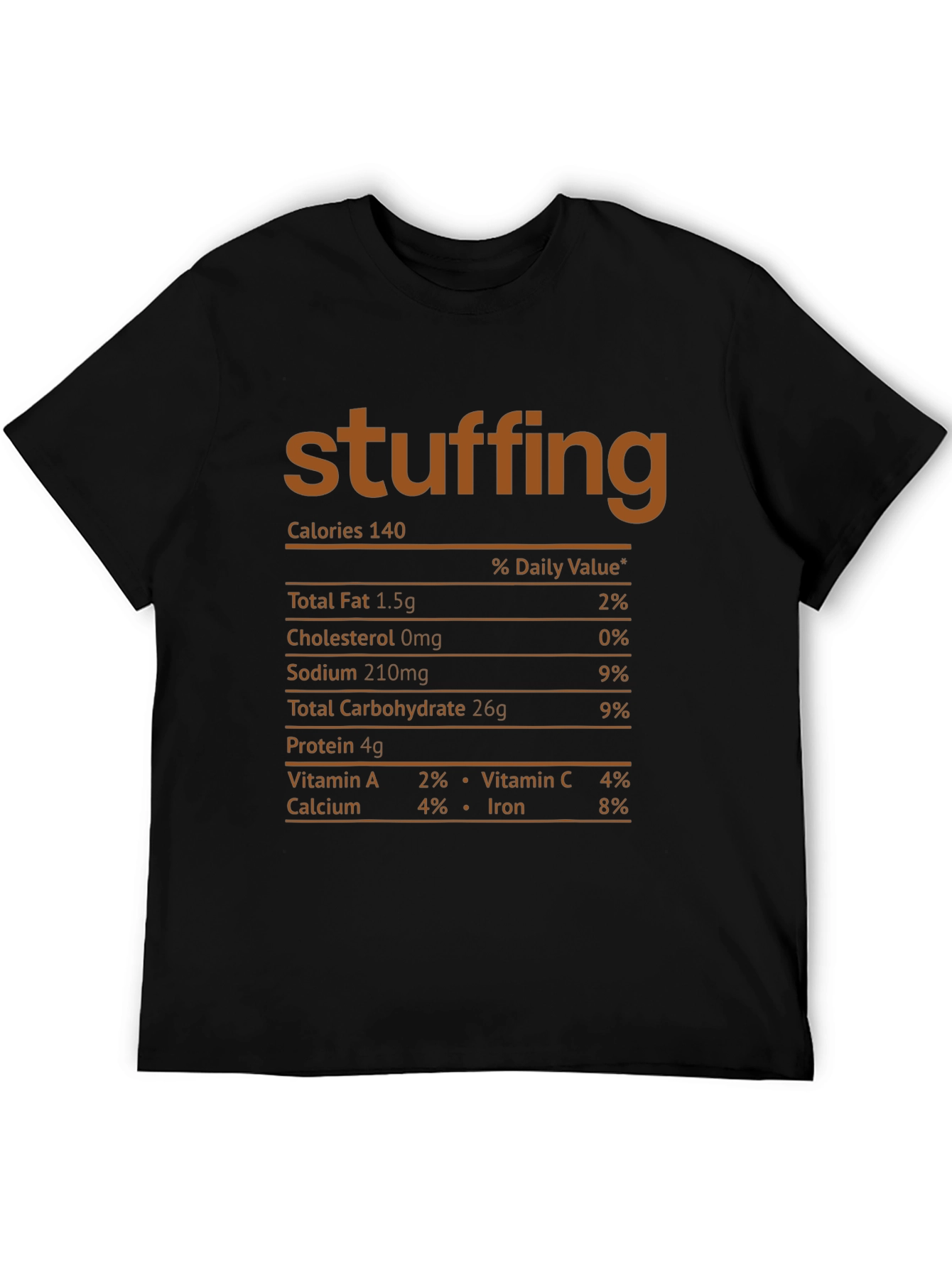 Stuffing Nutrition Facts Black T-Shirt