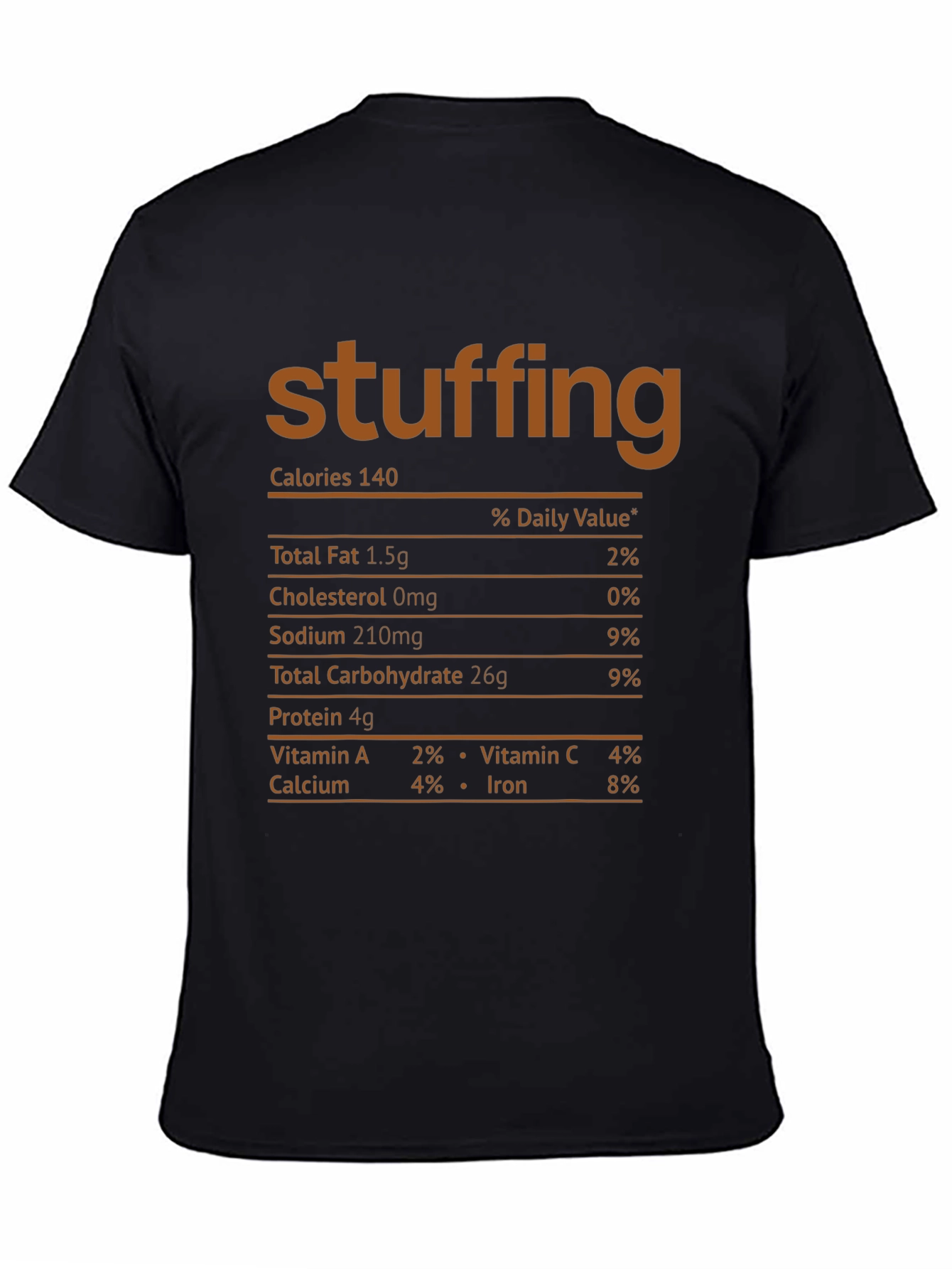 Stuffing Nutrition Facts Black T-Shirt