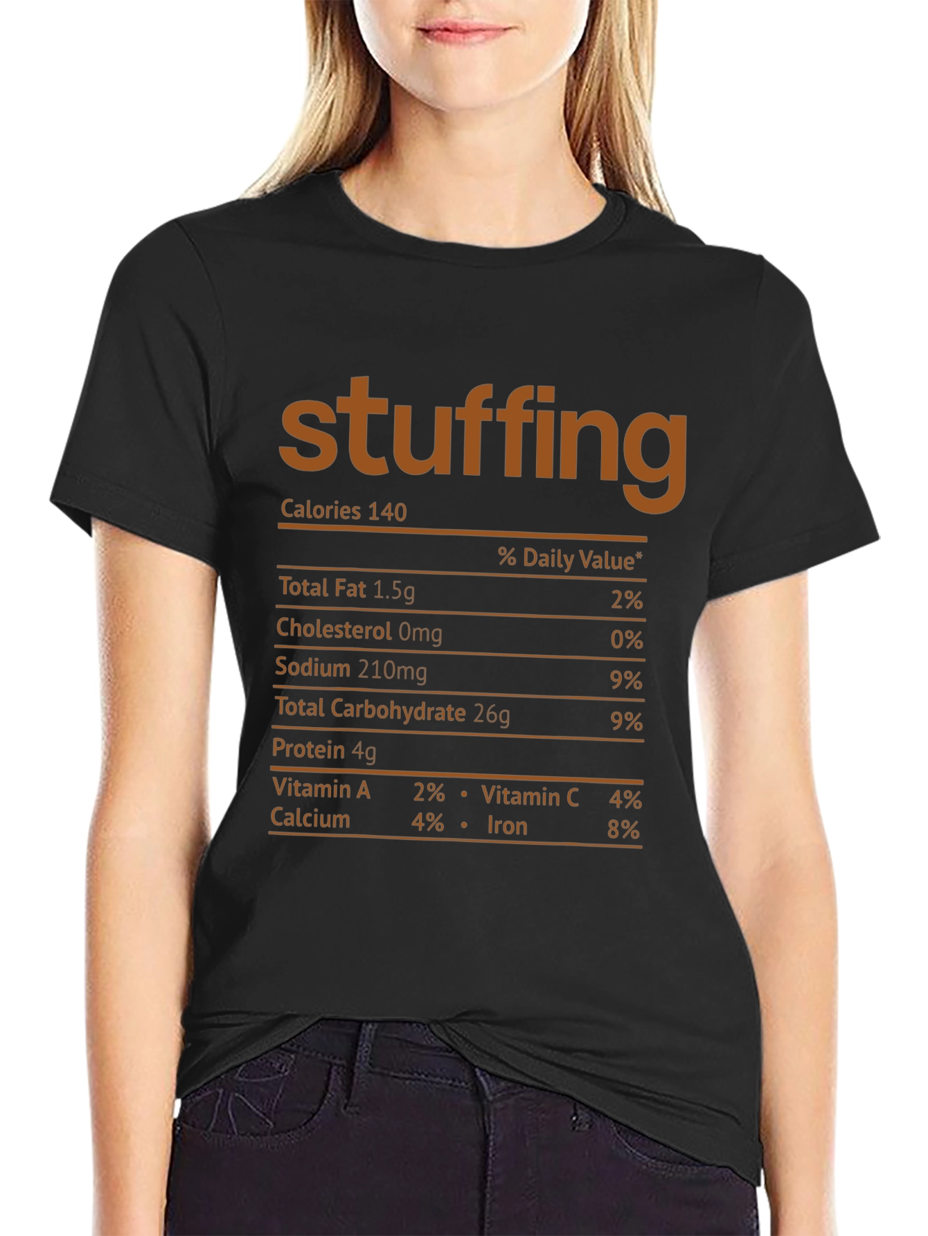 Stuffing Nutrition Facts Black T-Shirt