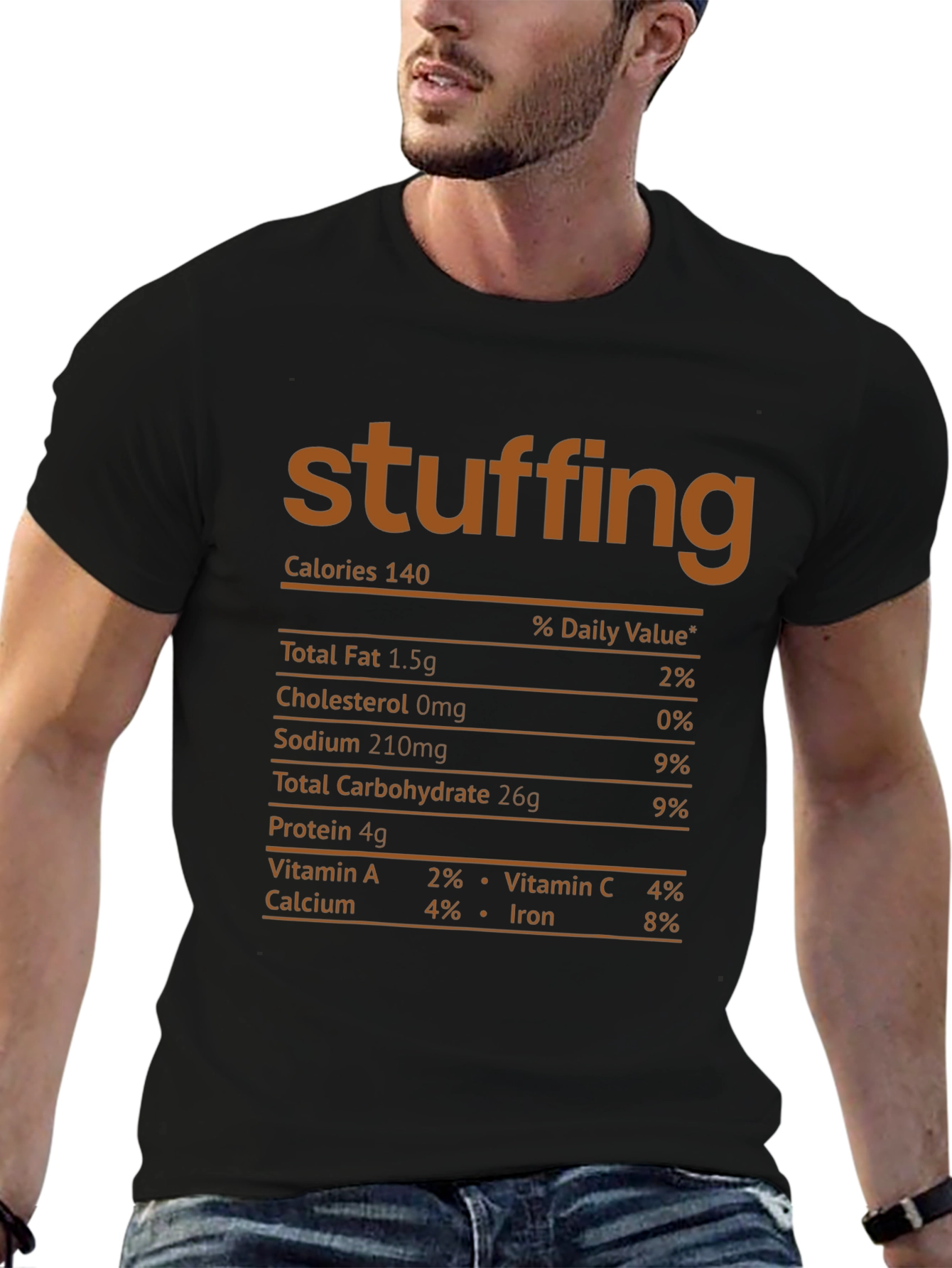 Stuffing Nutrition Facts Black T-Shirt