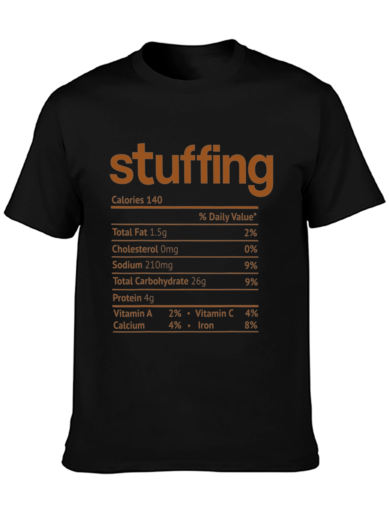 Stuffing Nutrition Facts Black T-Shirt