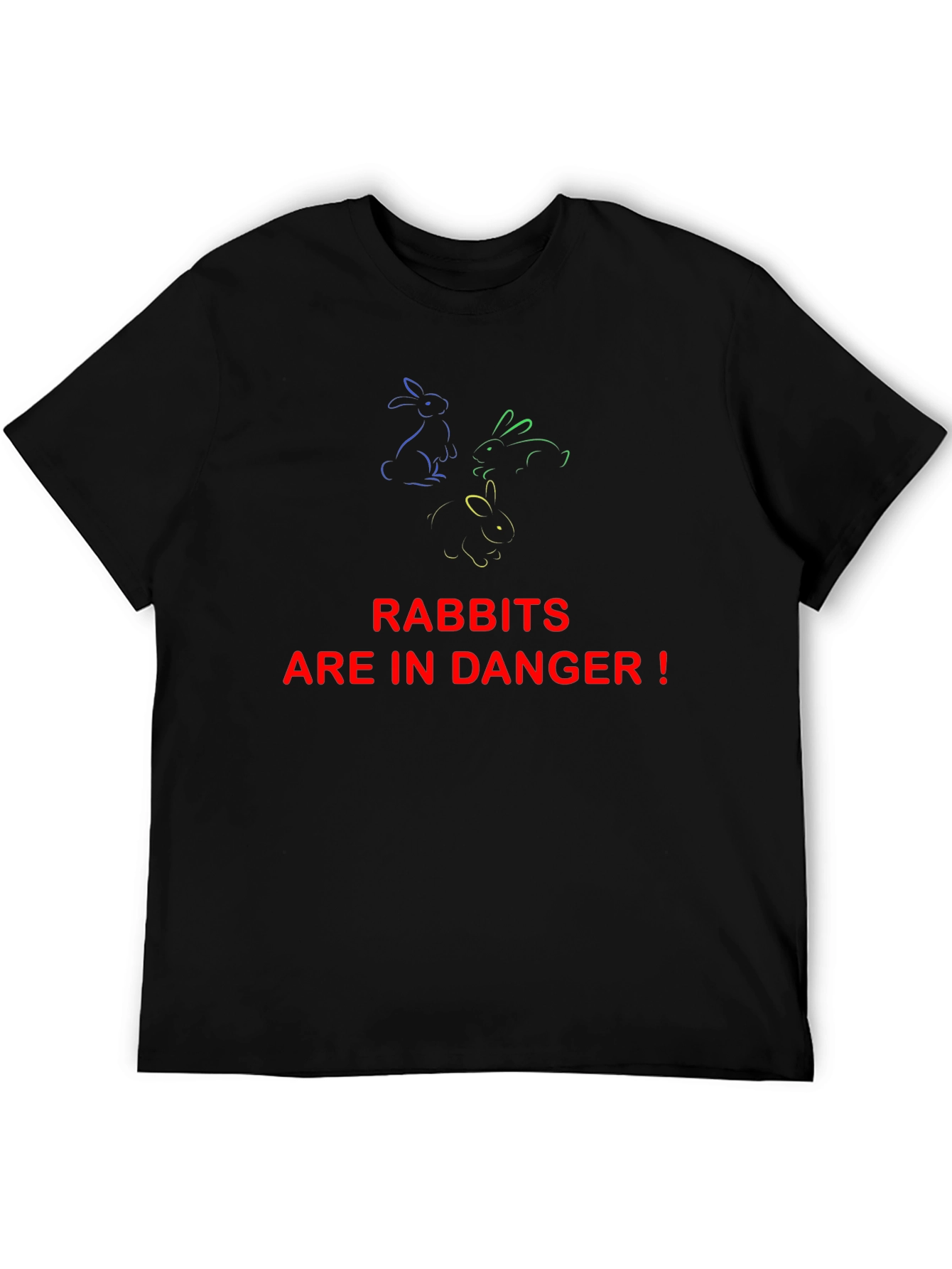 Rabbits in Danger Graphic Tee - Black Cotton