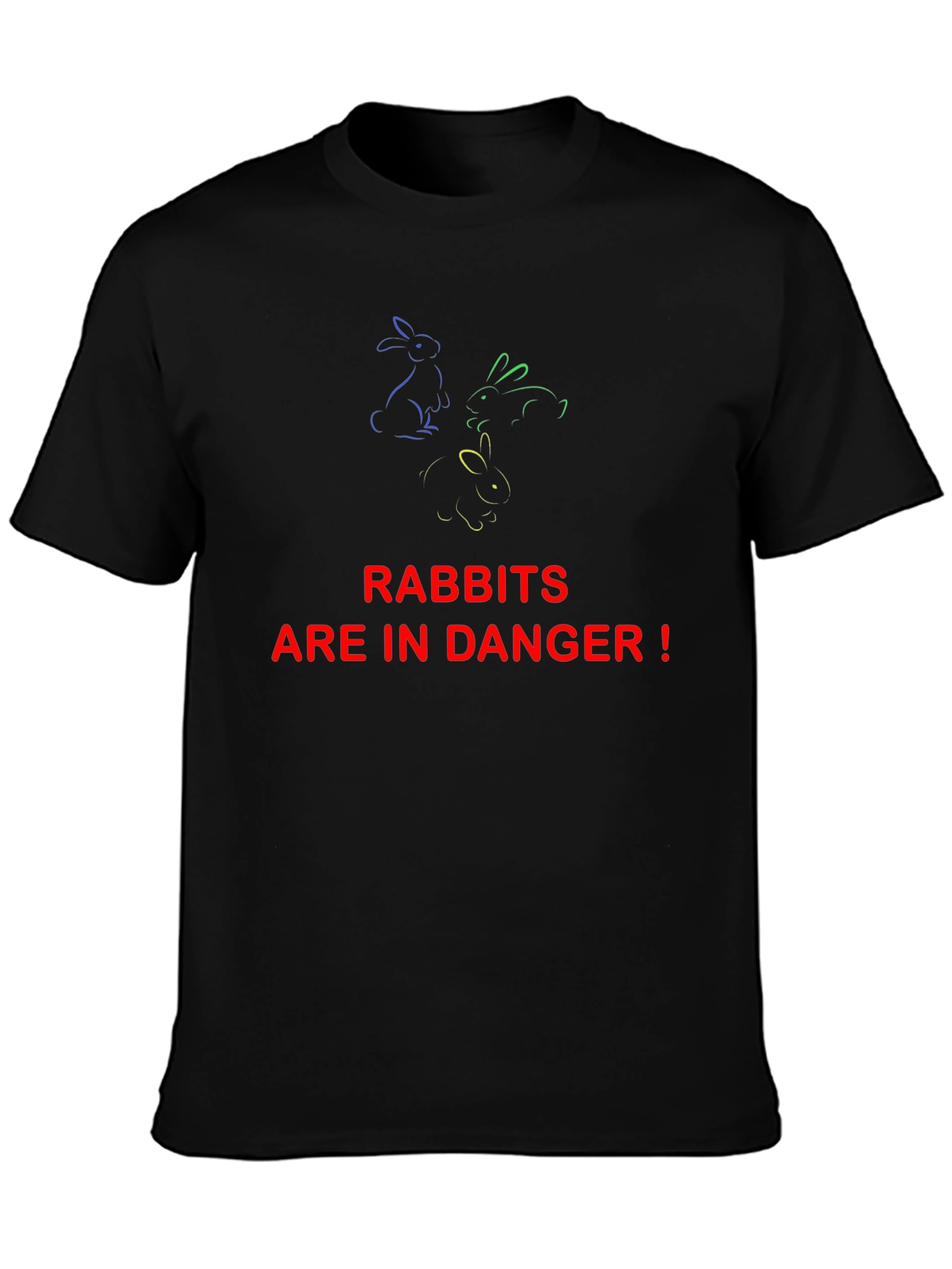 Rabbits in Danger Graphic Tee - Black Cotton