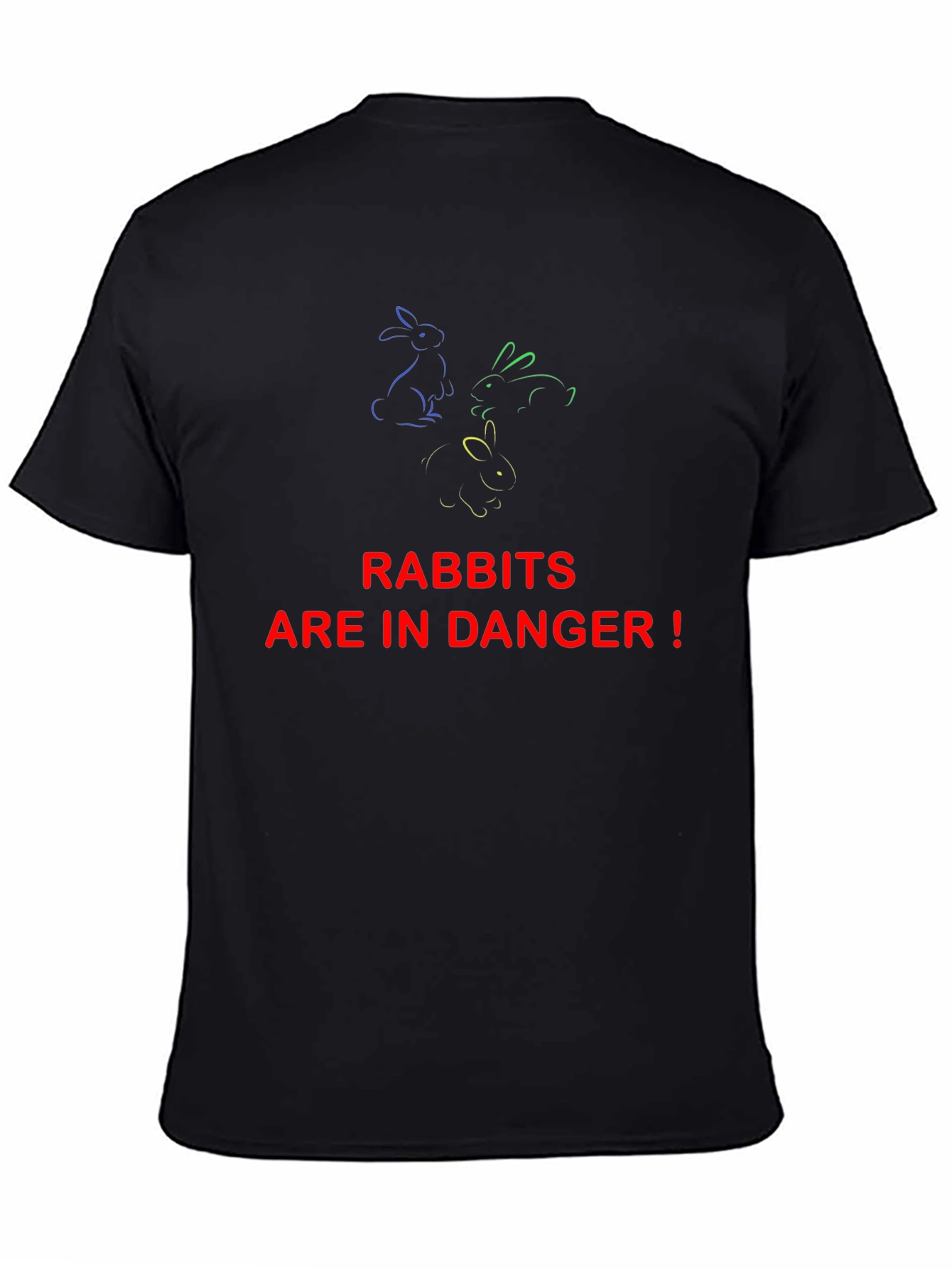 Rabbits in Danger Graphic Tee - Black Cotton