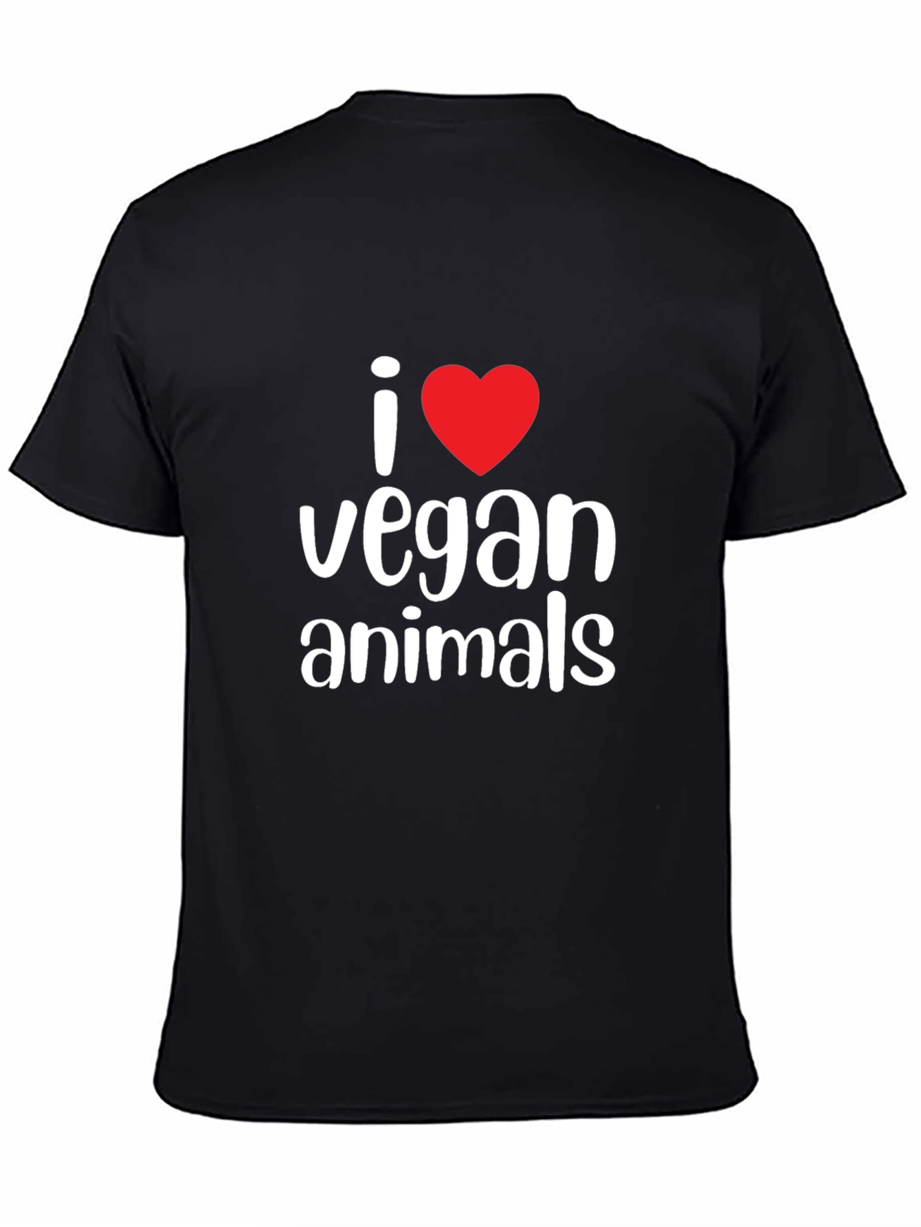 I Heart Vegan Animals Graphic Tee - Black Cotton