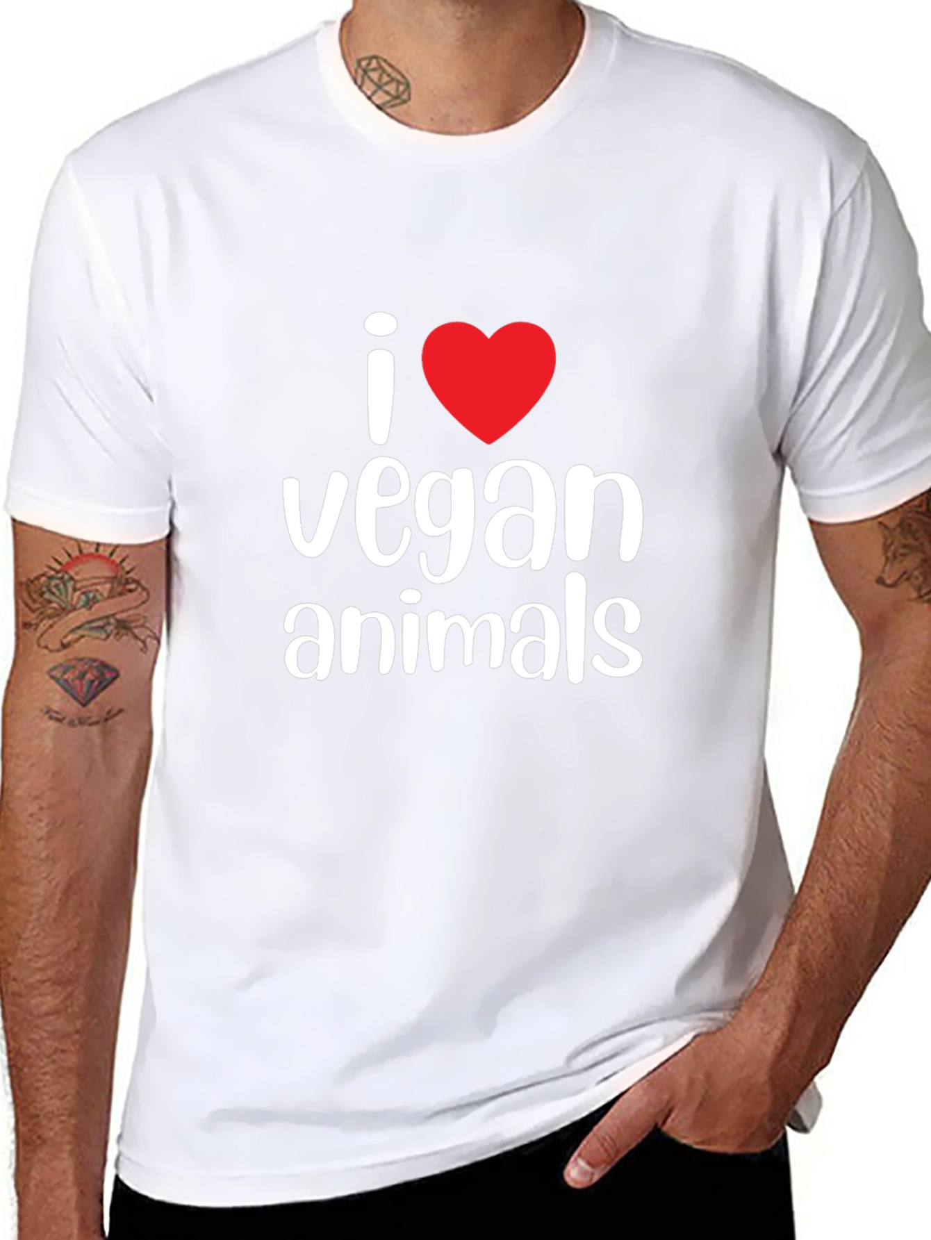 I Heart Vegan Animals Graphic Tee - Black Cotton