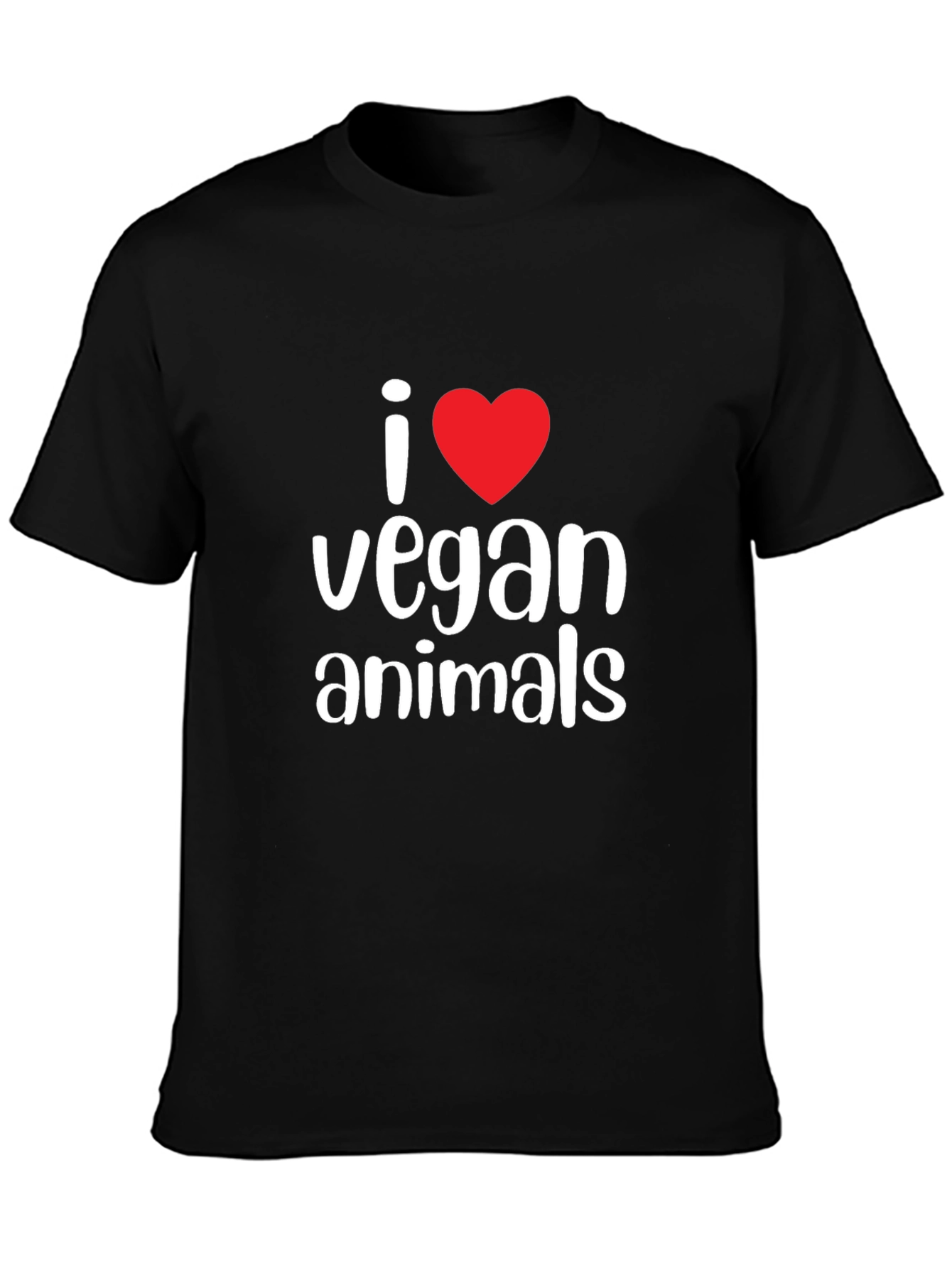 I Heart Vegan Animals Graphic Tee - Black Cotton