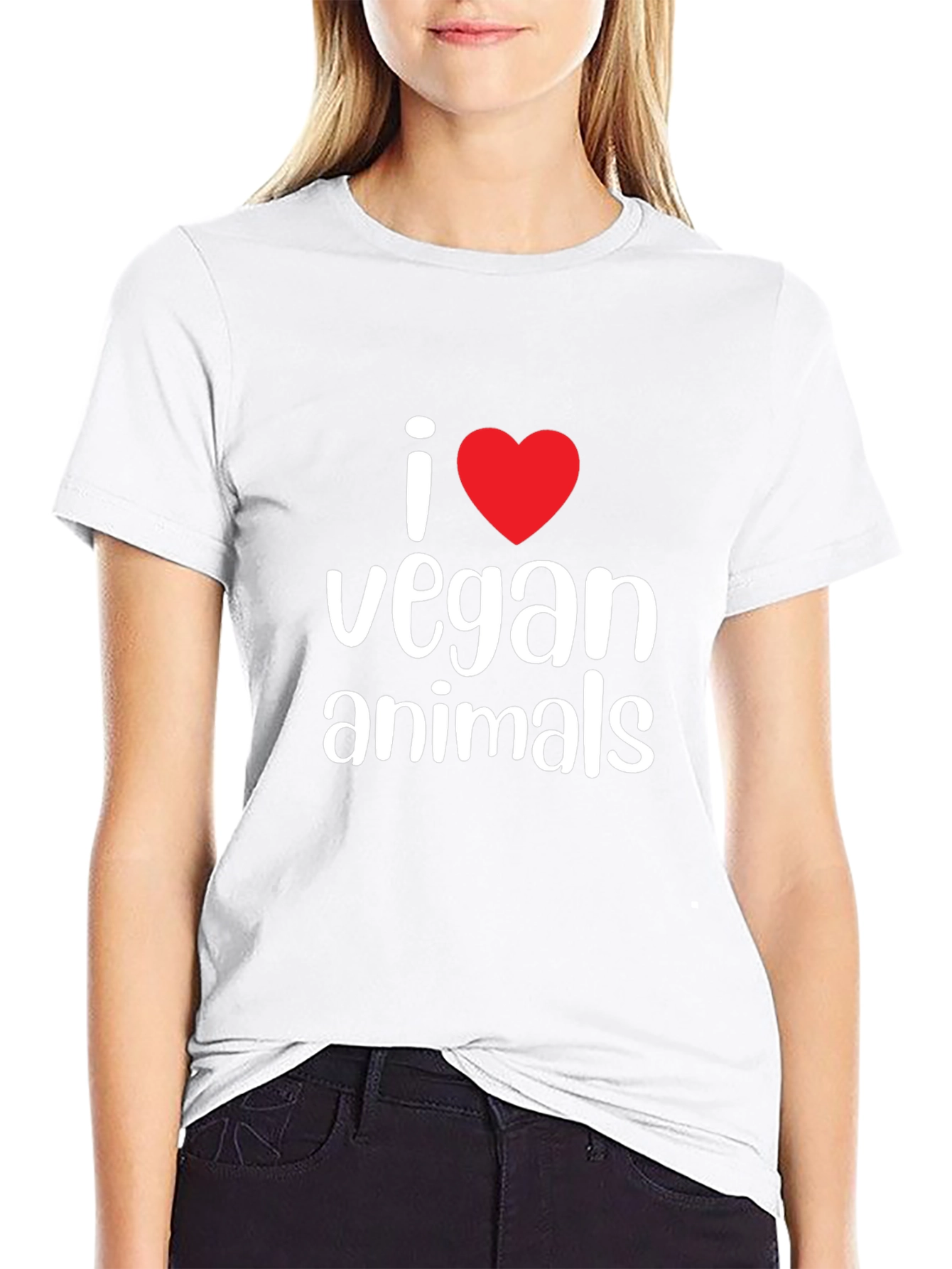 I Heart Vegan Animals Graphic Tee - Black Cotton