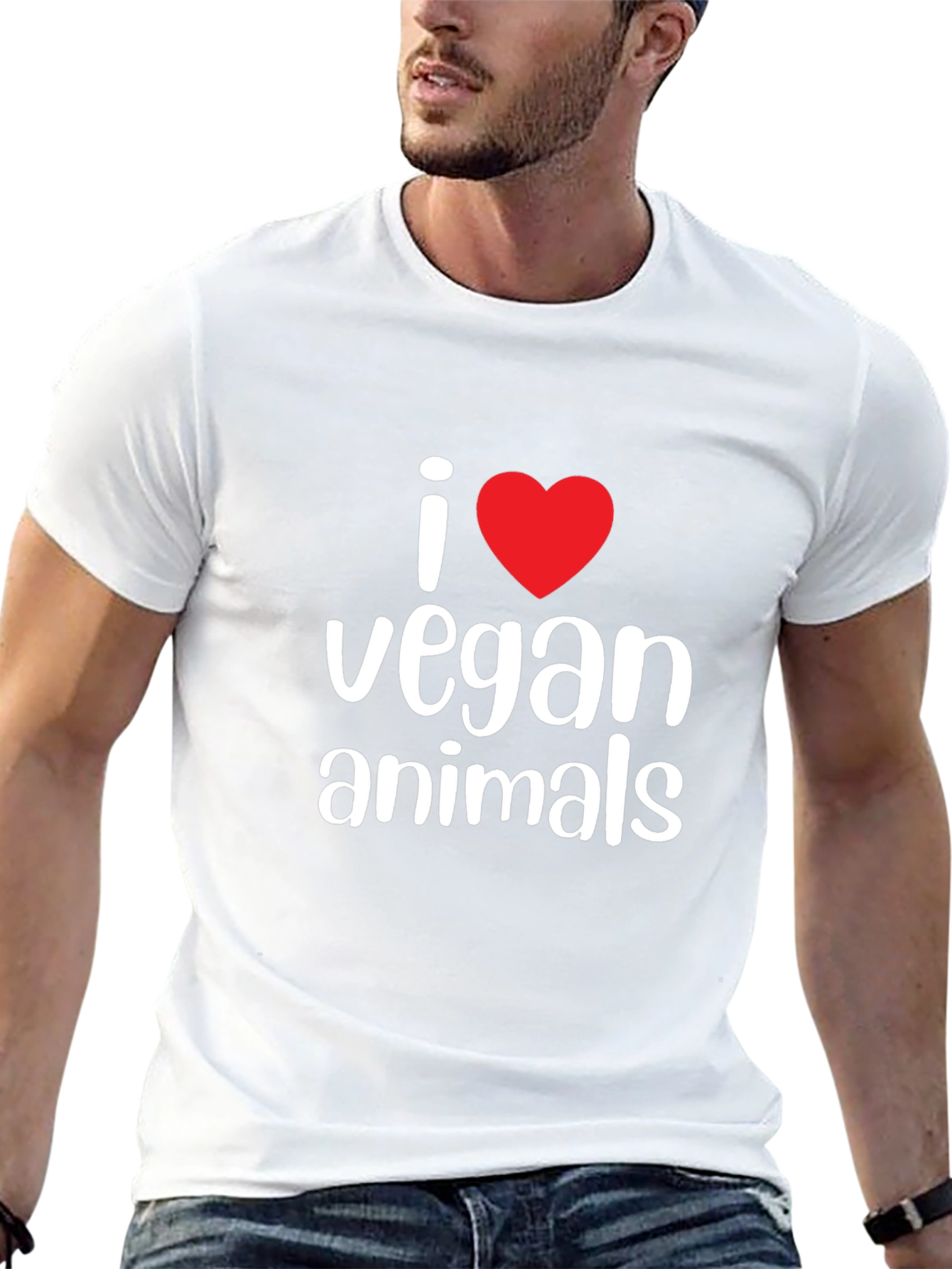 I Heart Vegan Animals Graphic Tee - Black Cotton