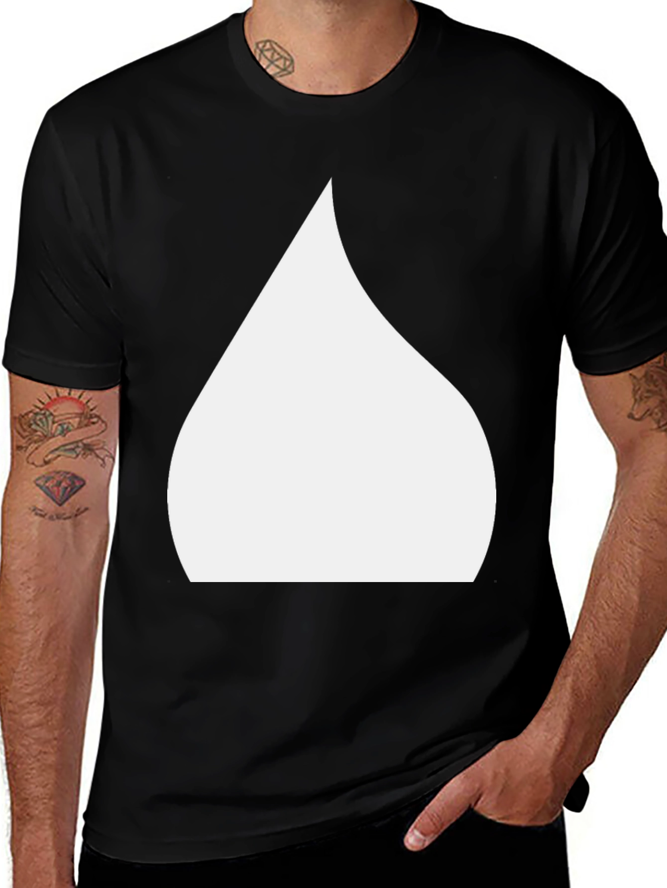 Minimalist Black T-Shirt - White Teardrop Design