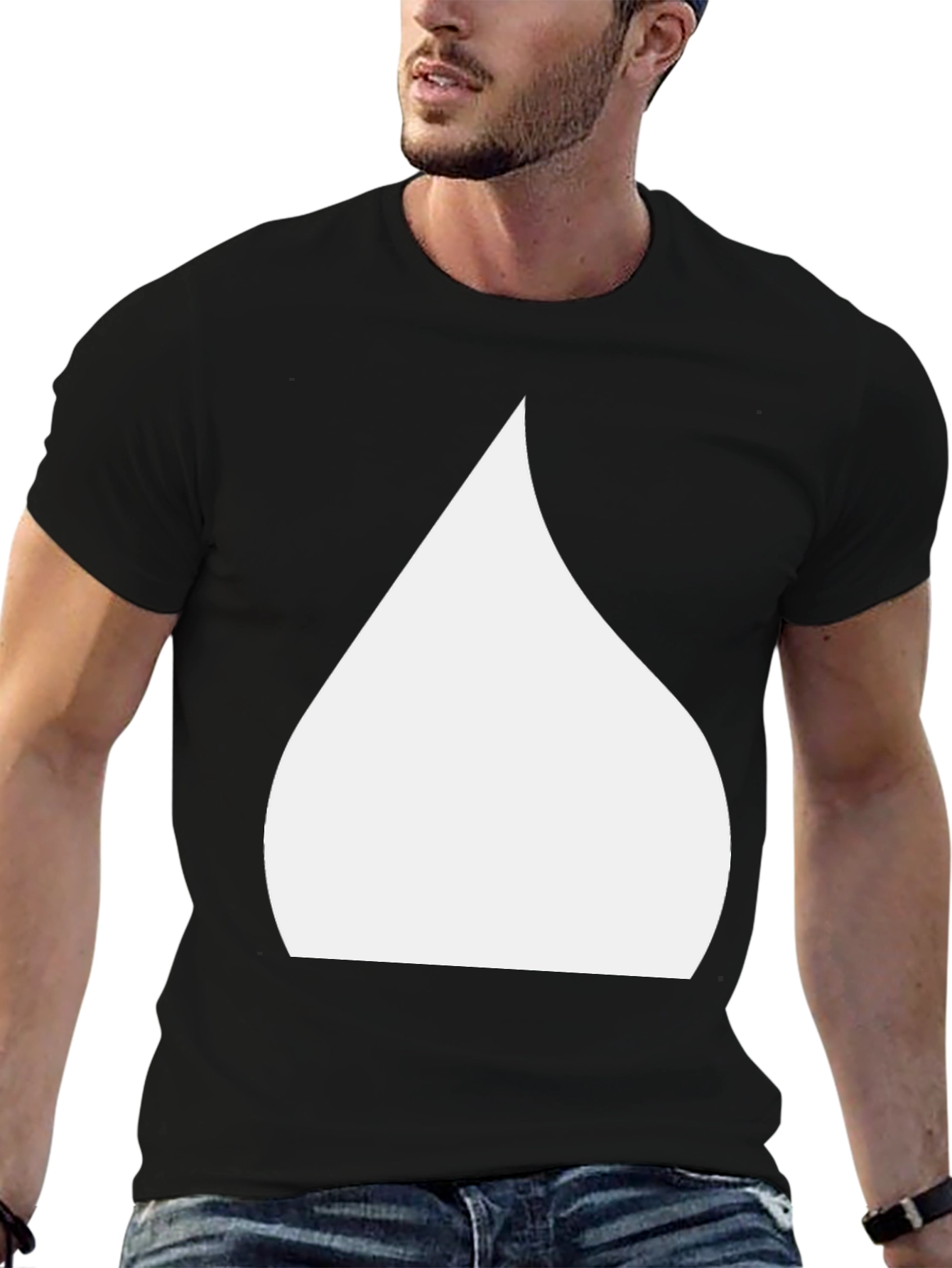 Minimalist Black T-Shirt - White Teardrop Design