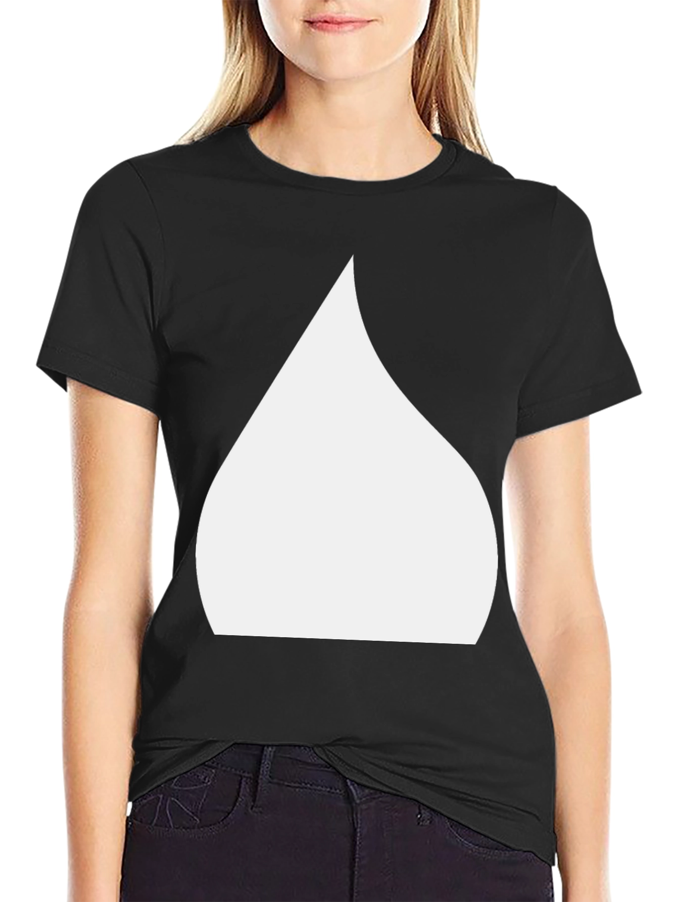 Minimalist Black T-Shirt - White Teardrop Design