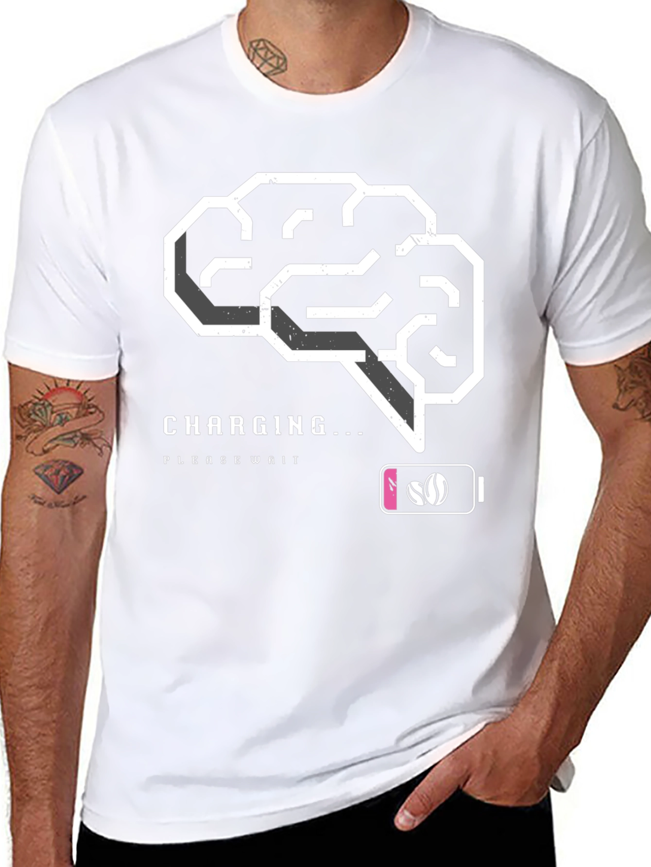 Charging Brain T-Shirt - Coffee Powered