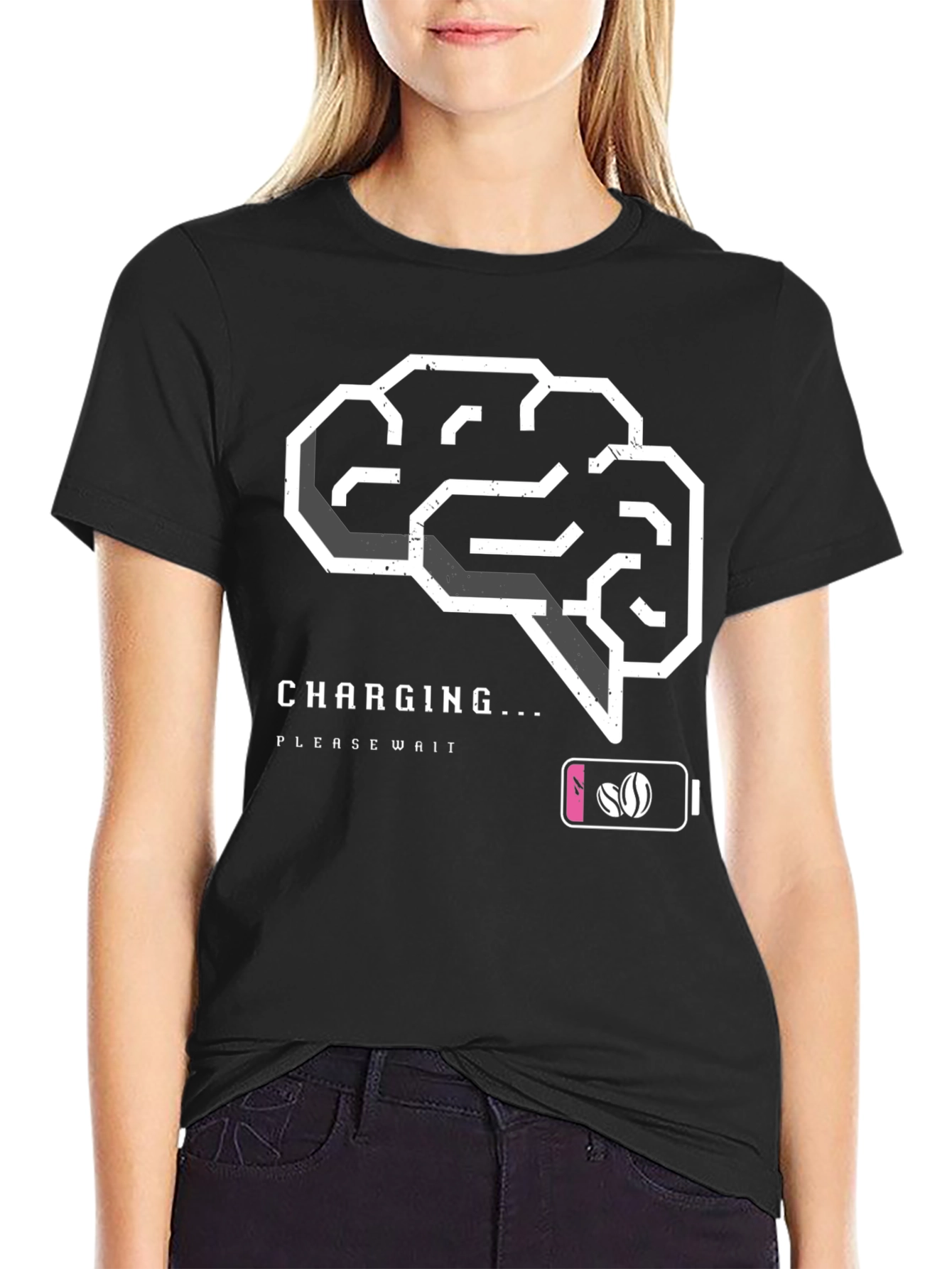 Charging Brain T-Shirt - Coffee Powered