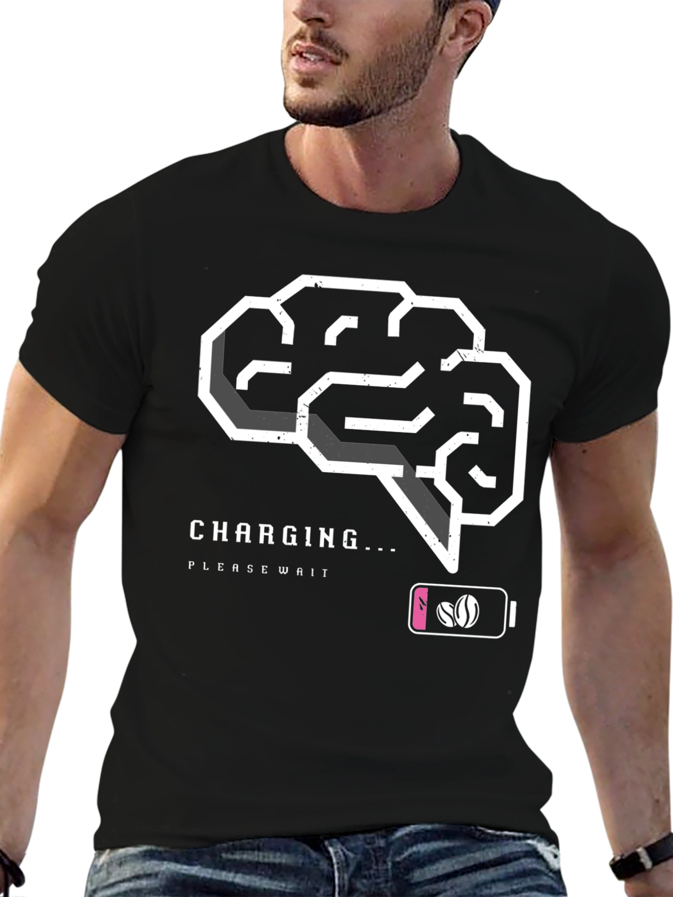 Charging Brain T-Shirt - Coffee Powered