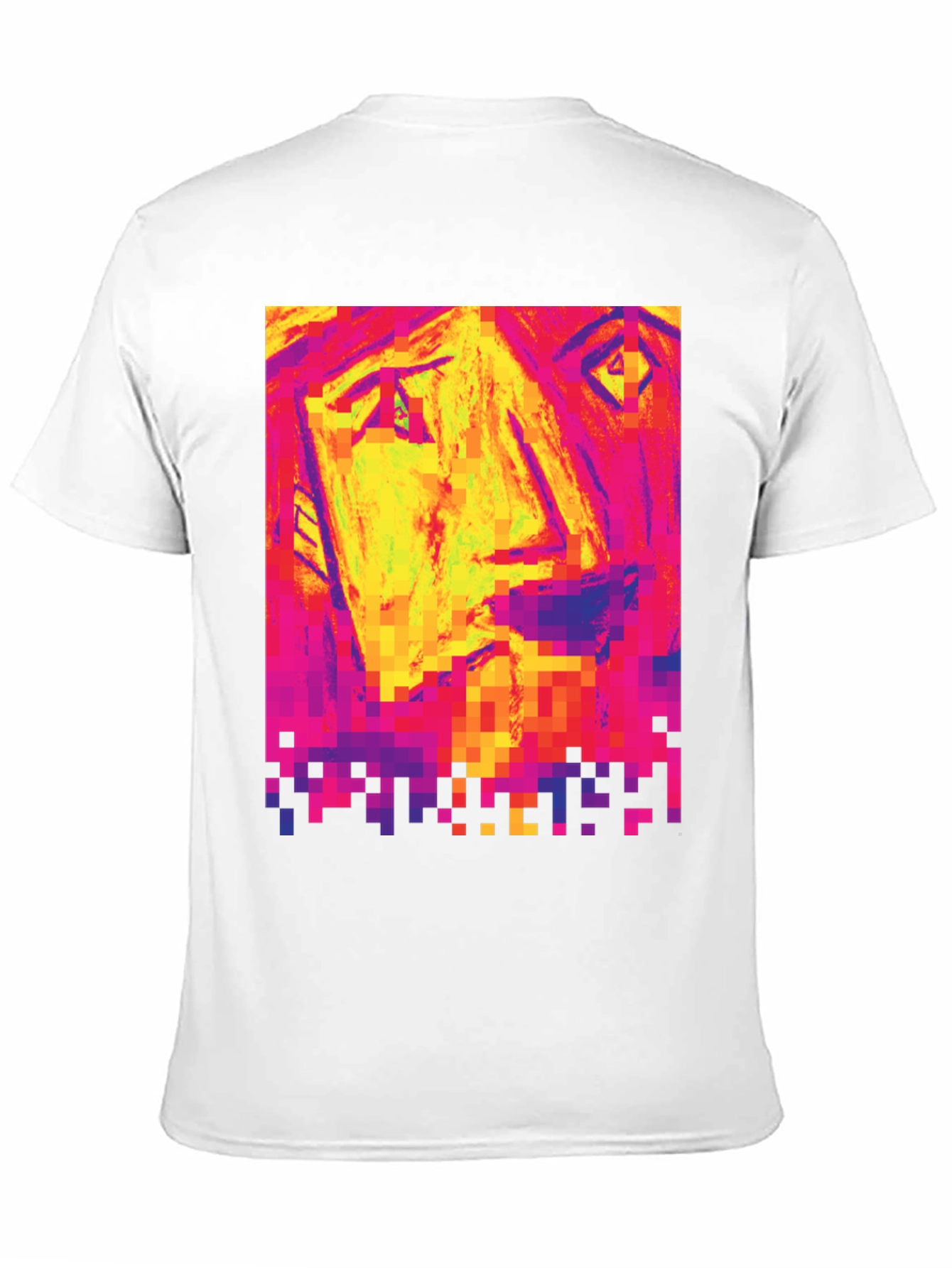 Pixelated Face Graphic Black T-Shirt