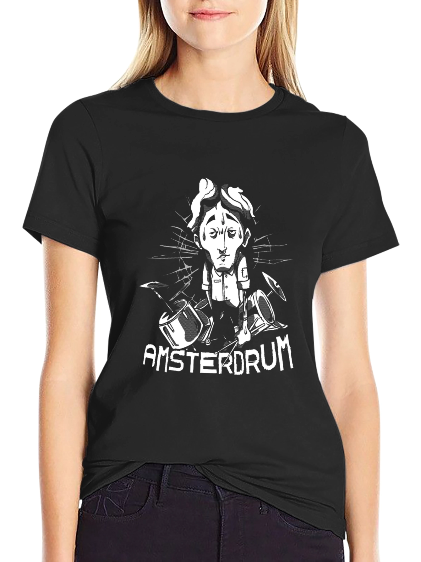 Amsterdrum Graphic Tee - Unique Drummer Design T-Shirt