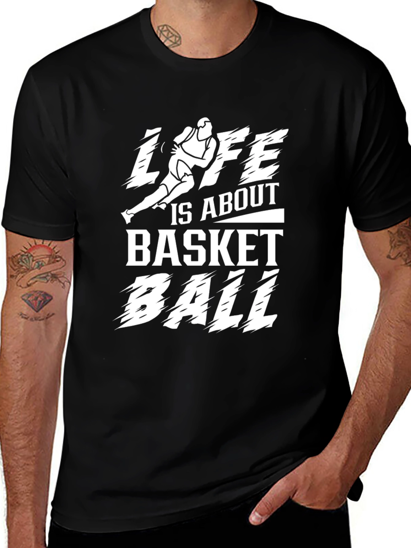 Life is About Basketball Black Graphic T-Shirt