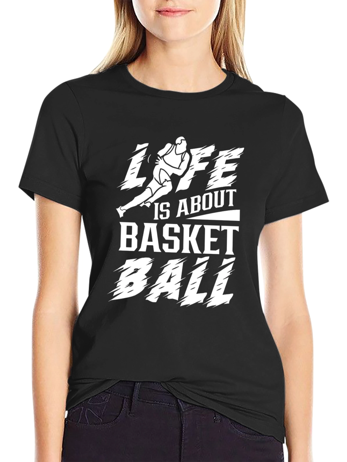 Life is About Basketball Black Graphic T-Shirt