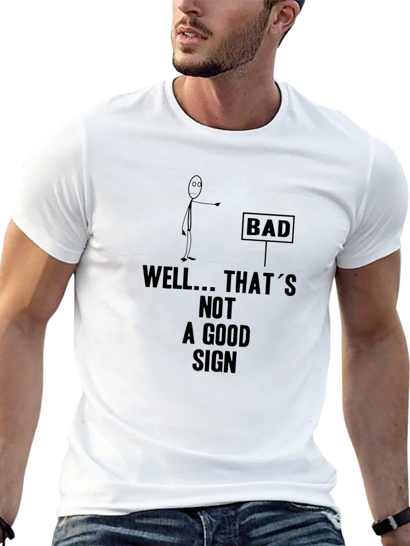 Humorous Bad Sign Graphic Print T-Shirt
