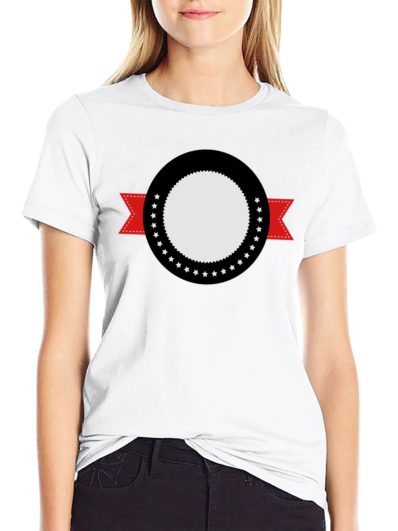 Modern Black Tee with Graphic Emblem Design