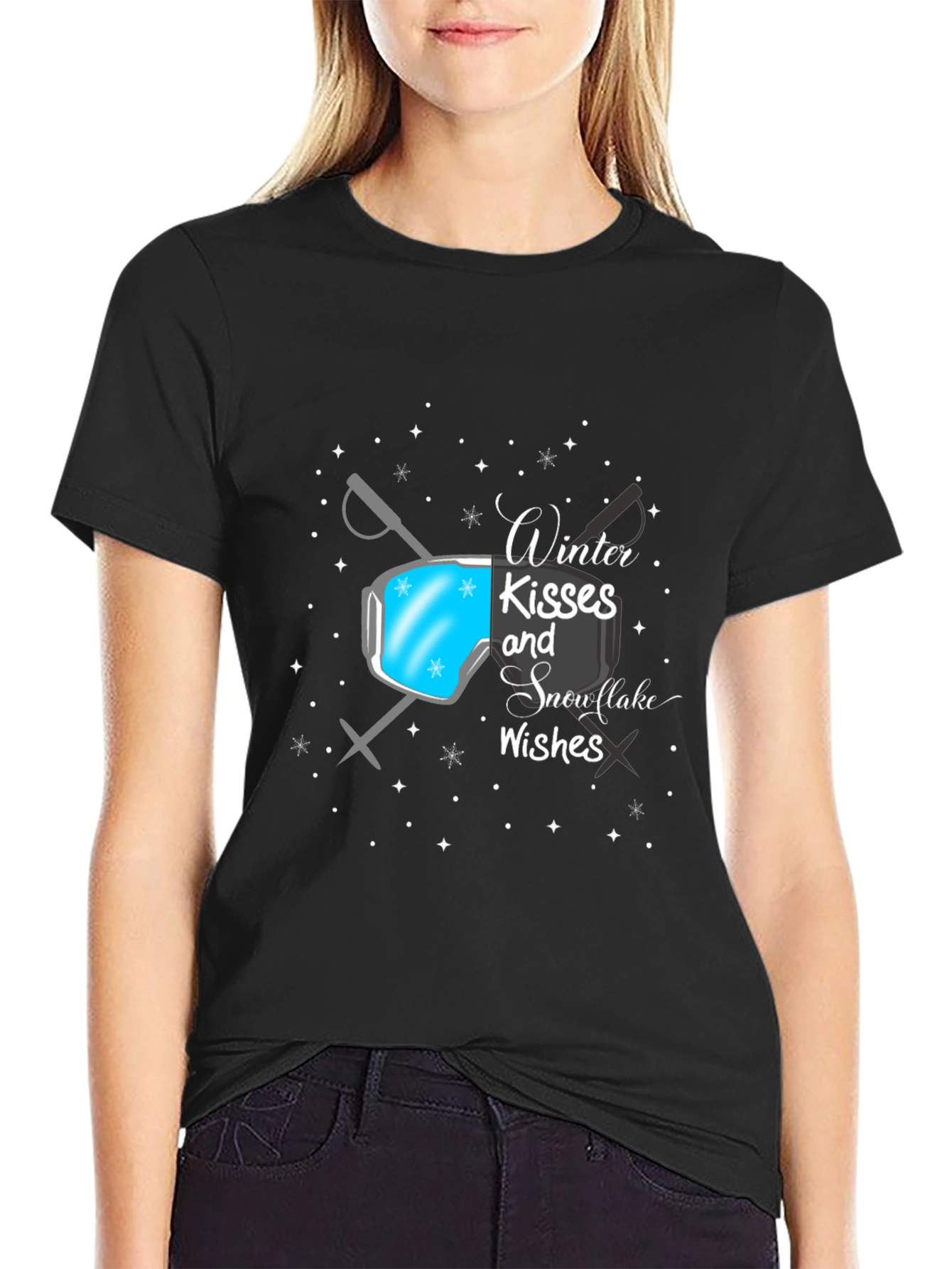 Winter Kisses Snowflakes Wishes Graphic T-Shirt