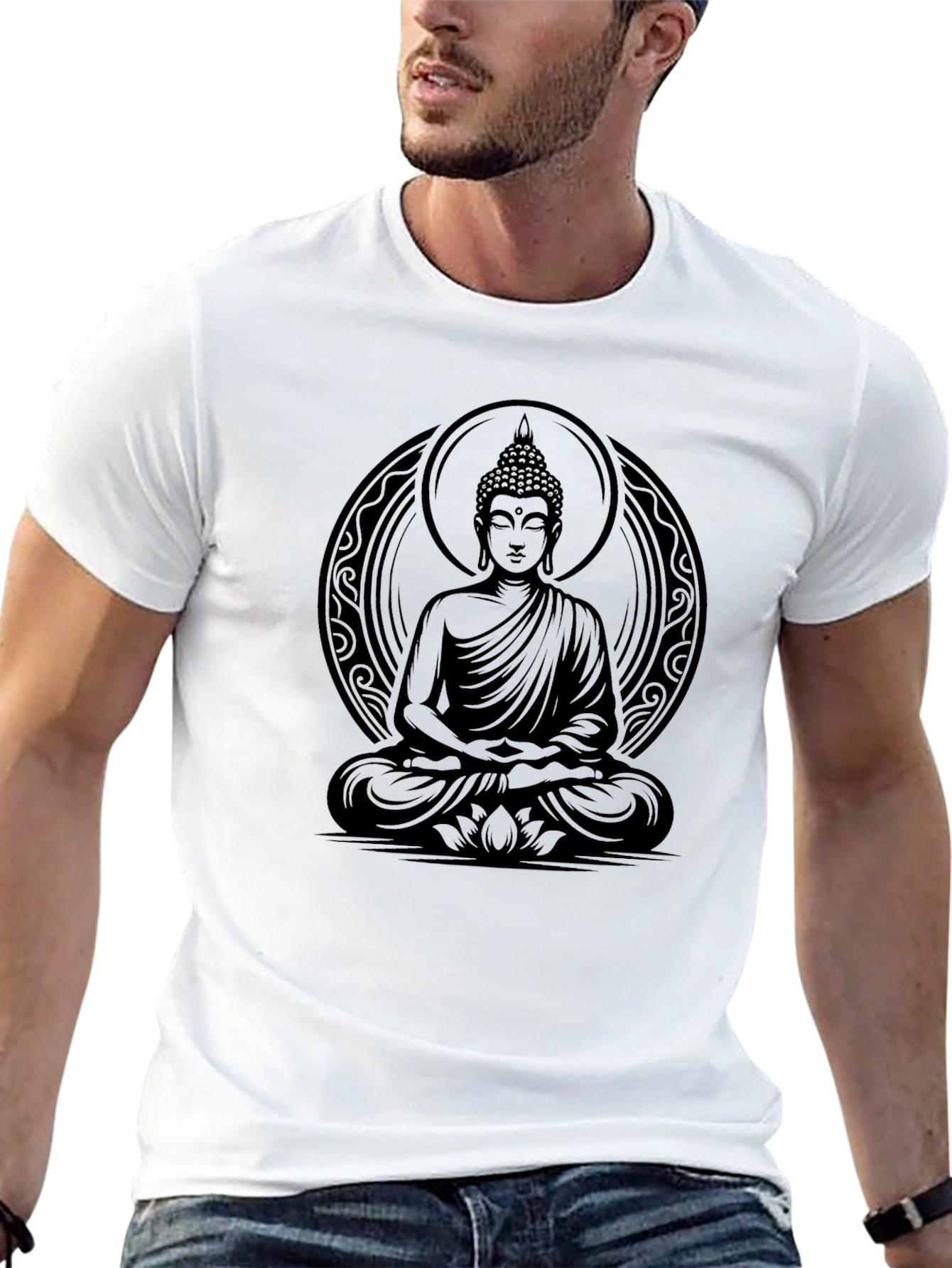 Buddha Graphic T-Shirt - Meditative Black Tee