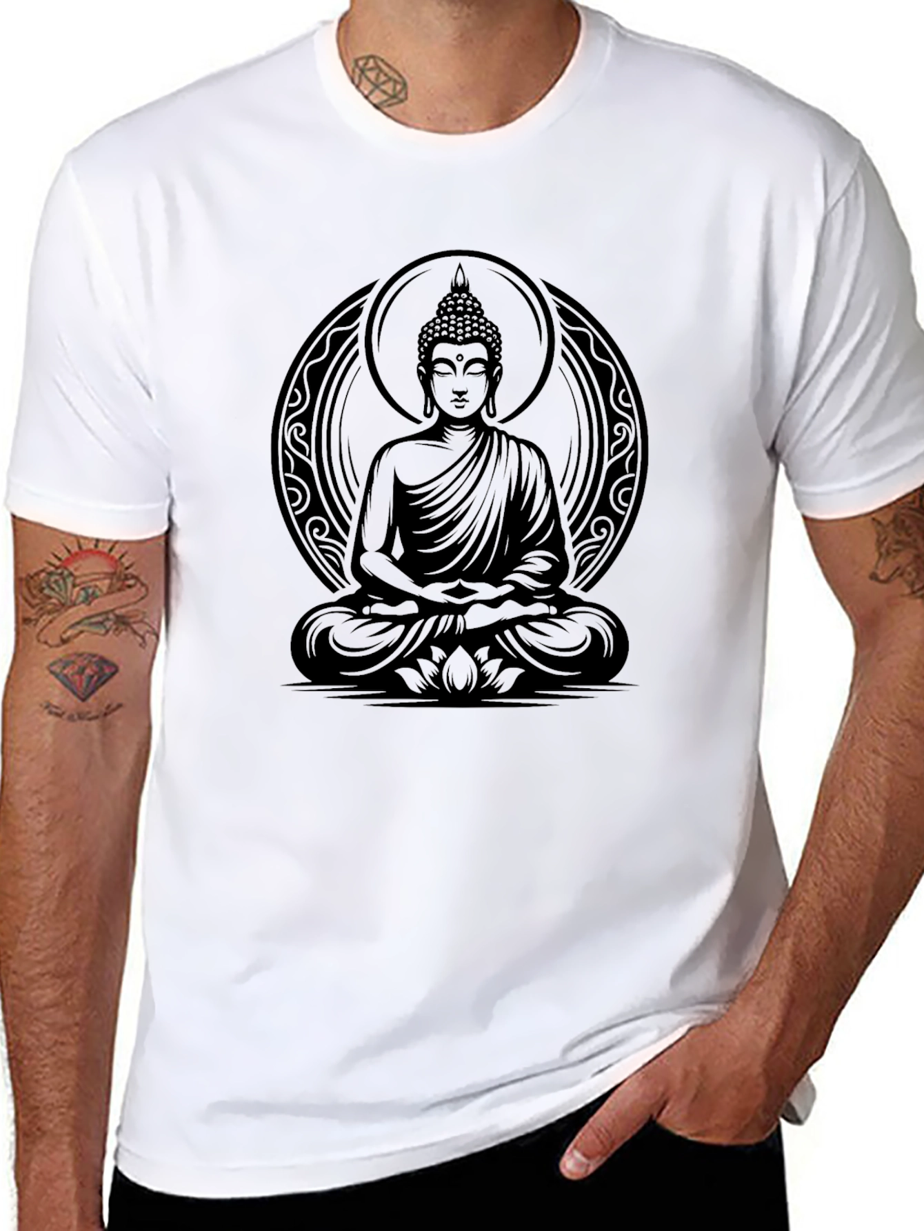 Buddha Graphic T-Shirt - Meditative Black Tee