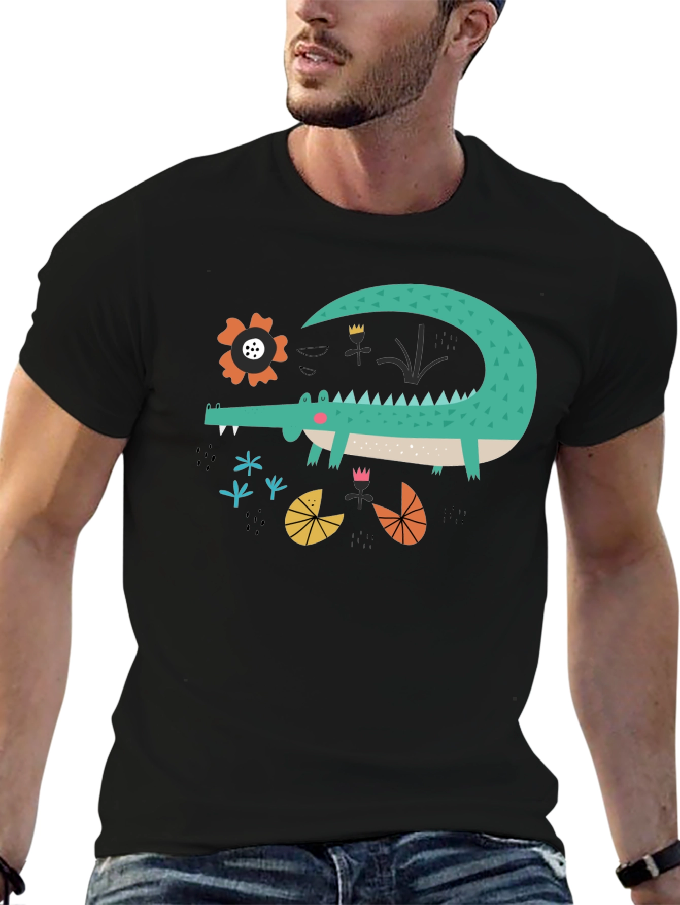 Cartoon Crocodile Graphic Tee