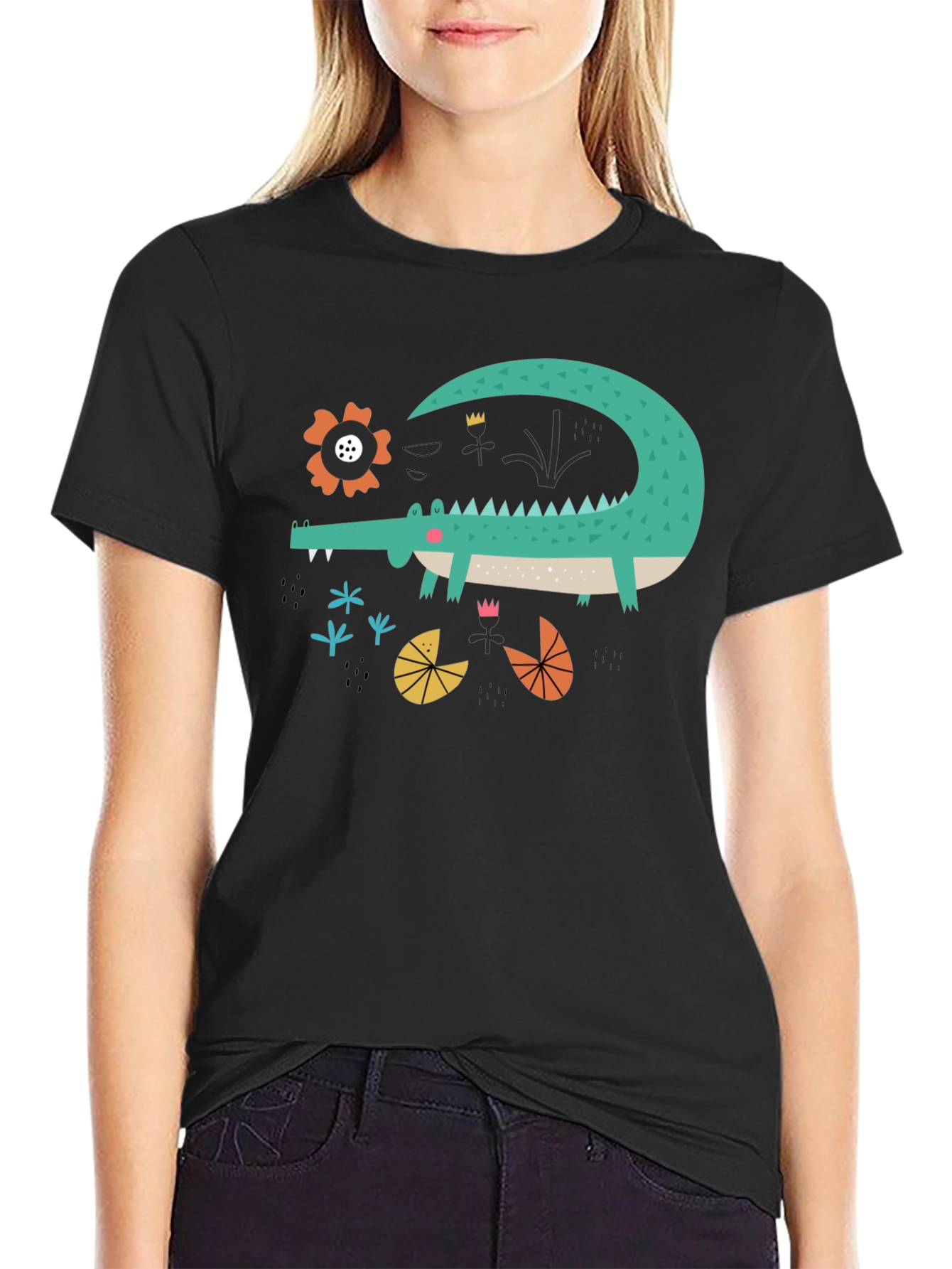 Cartoon Crocodile Graphic Tee