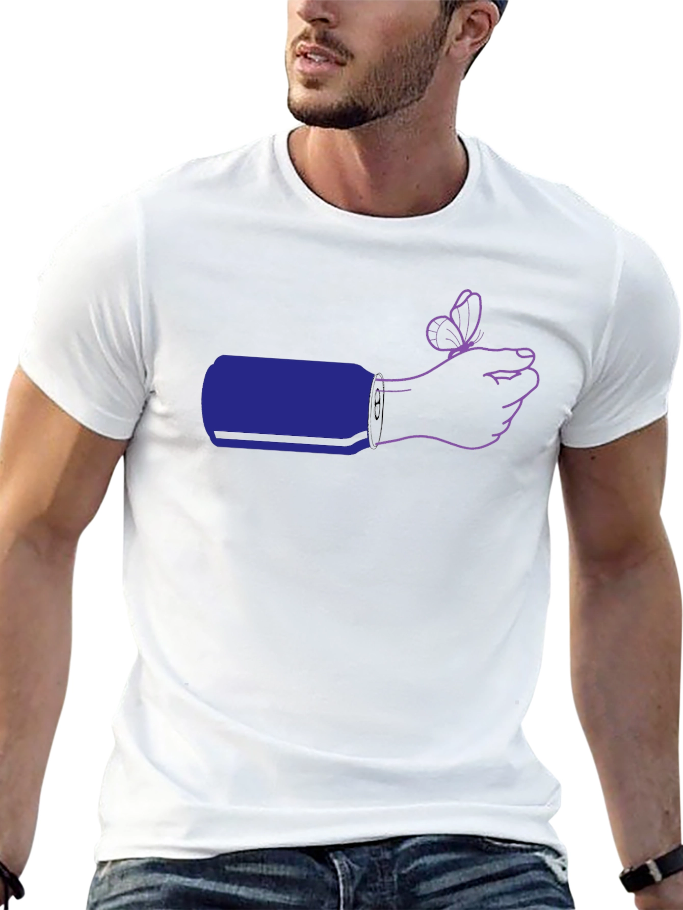 Butterfly on Hand Graphic Tee - Black