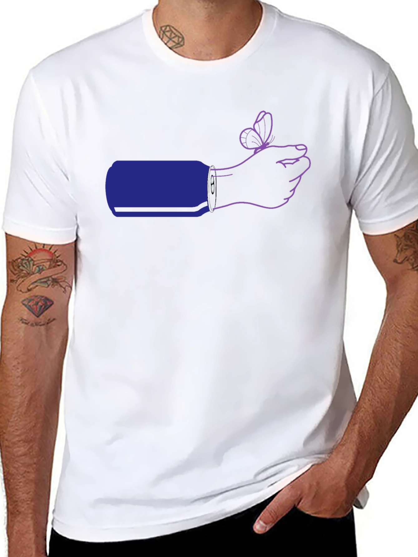 Butterfly on Hand Graphic Tee - Black