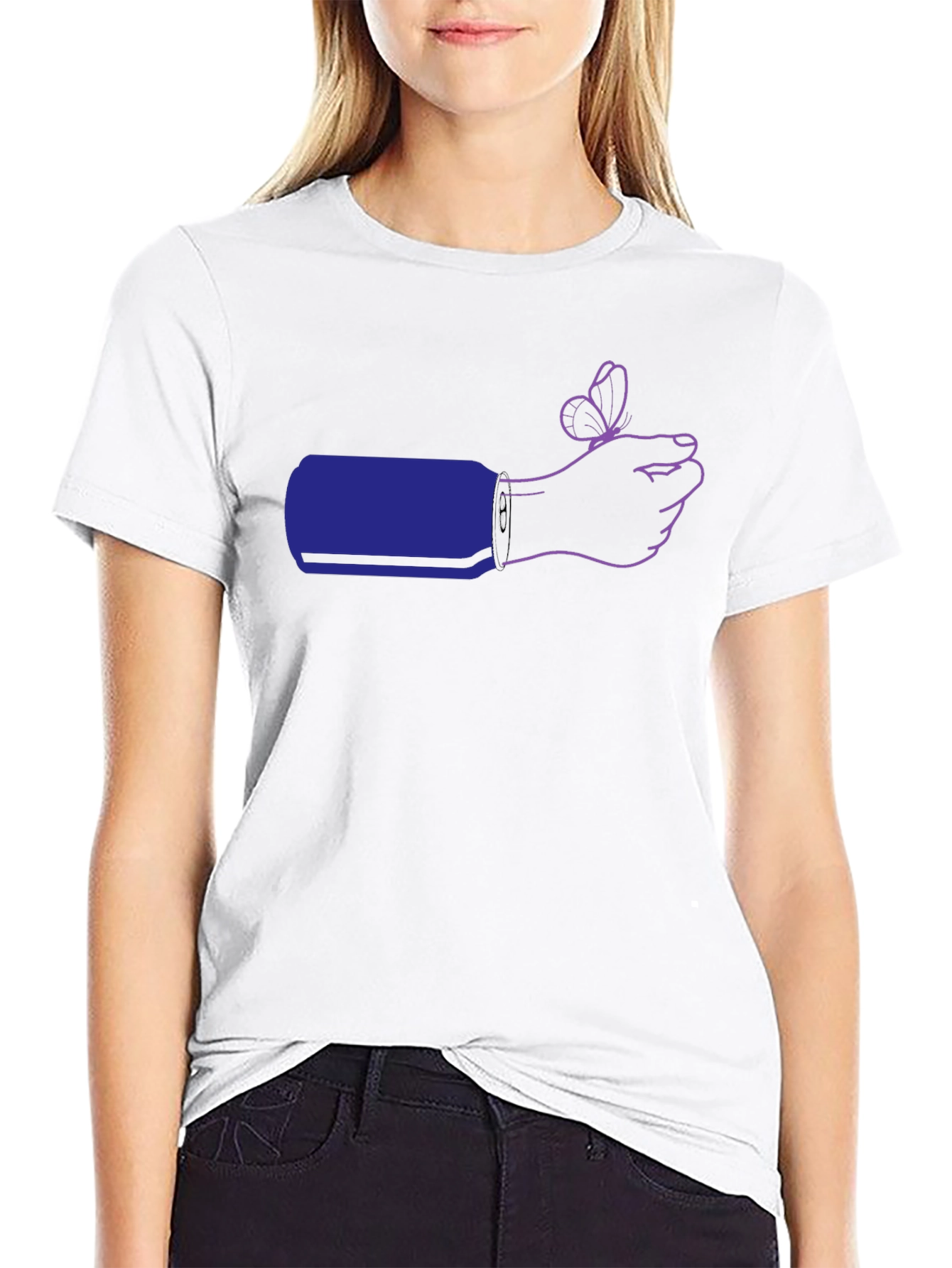 Butterfly on Hand Graphic Tee - Black