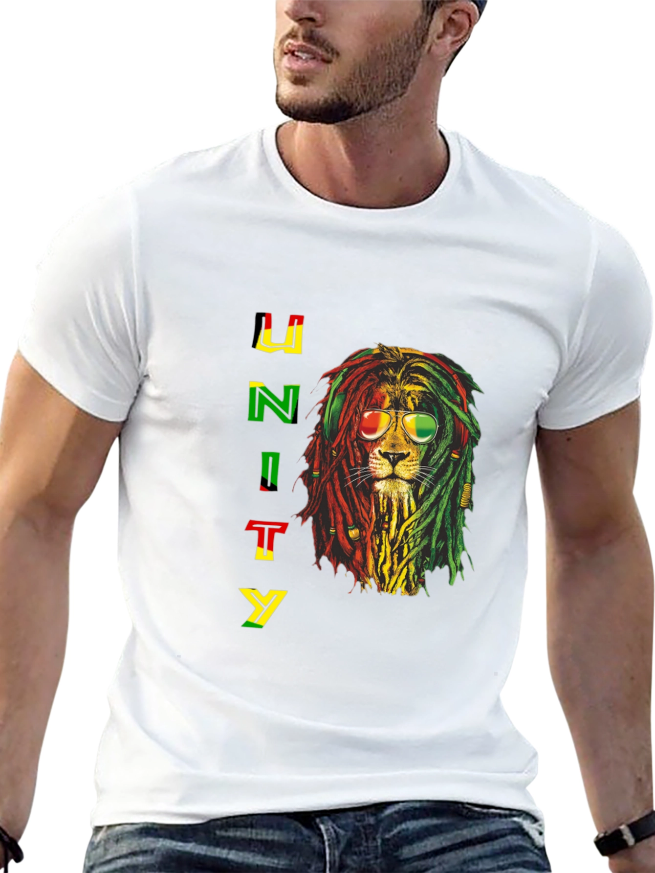 Rasta Lion Unity Graphic T-Shirt - Reggae Style