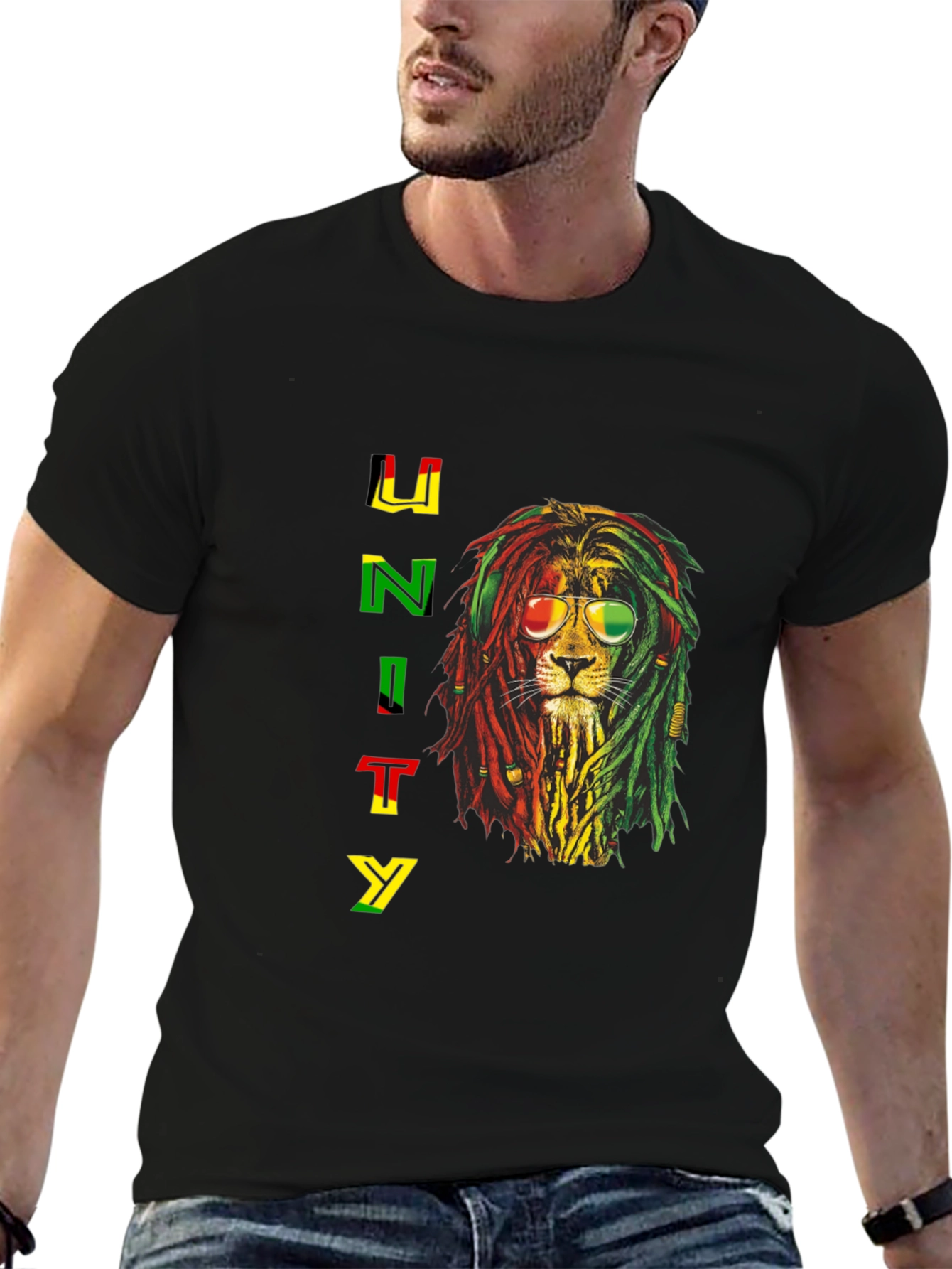 Rasta Lion Unity Graphic T-Shirt - Reggae Style