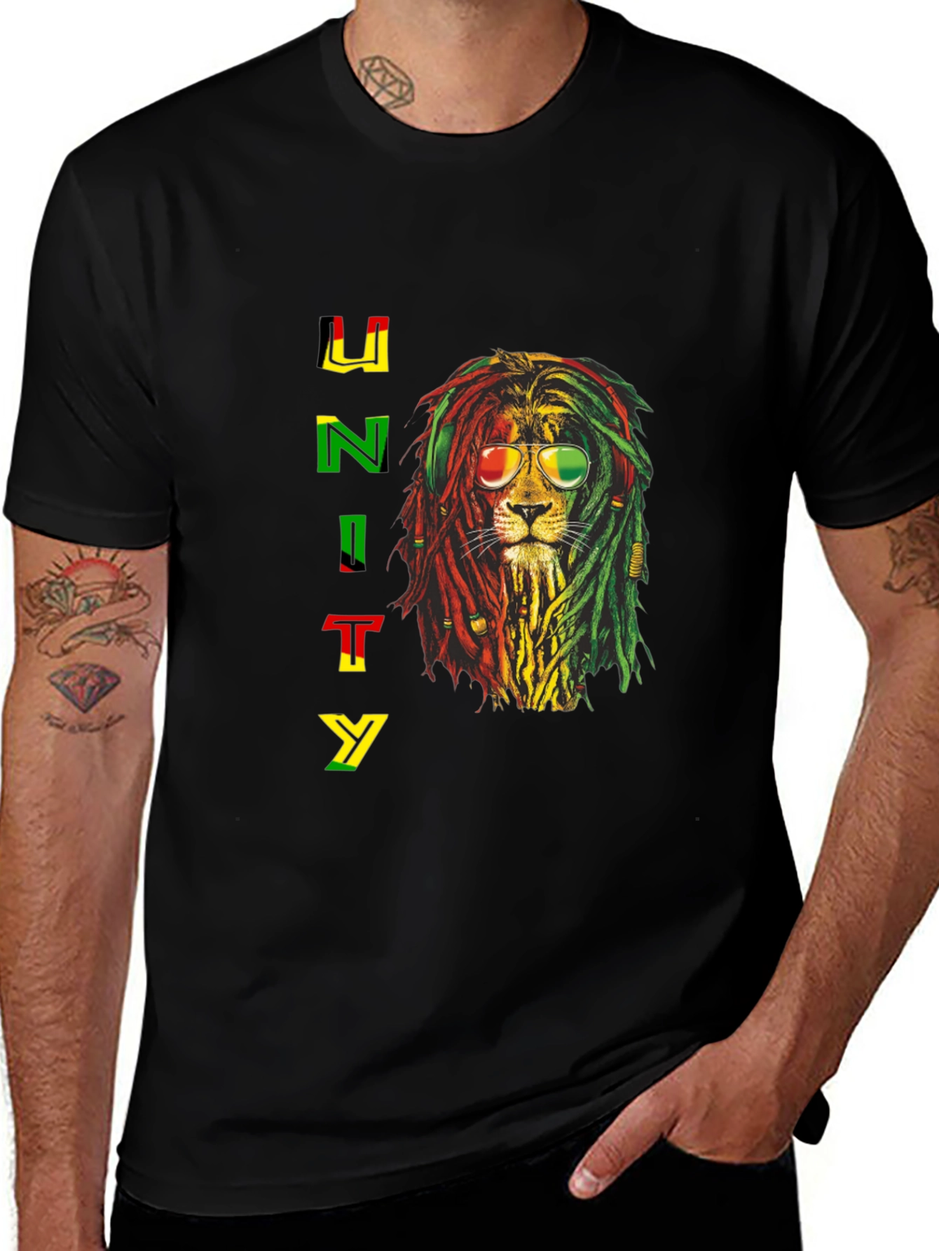 Rasta Lion Unity Graphic T-Shirt - Reggae Style