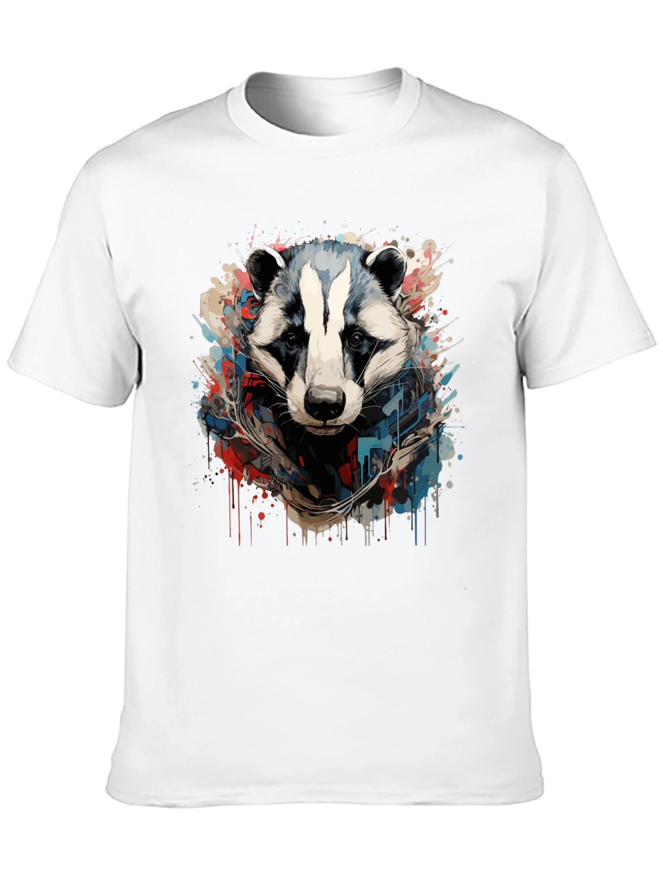 Mens Black Graphic Tee - Raccoon Art