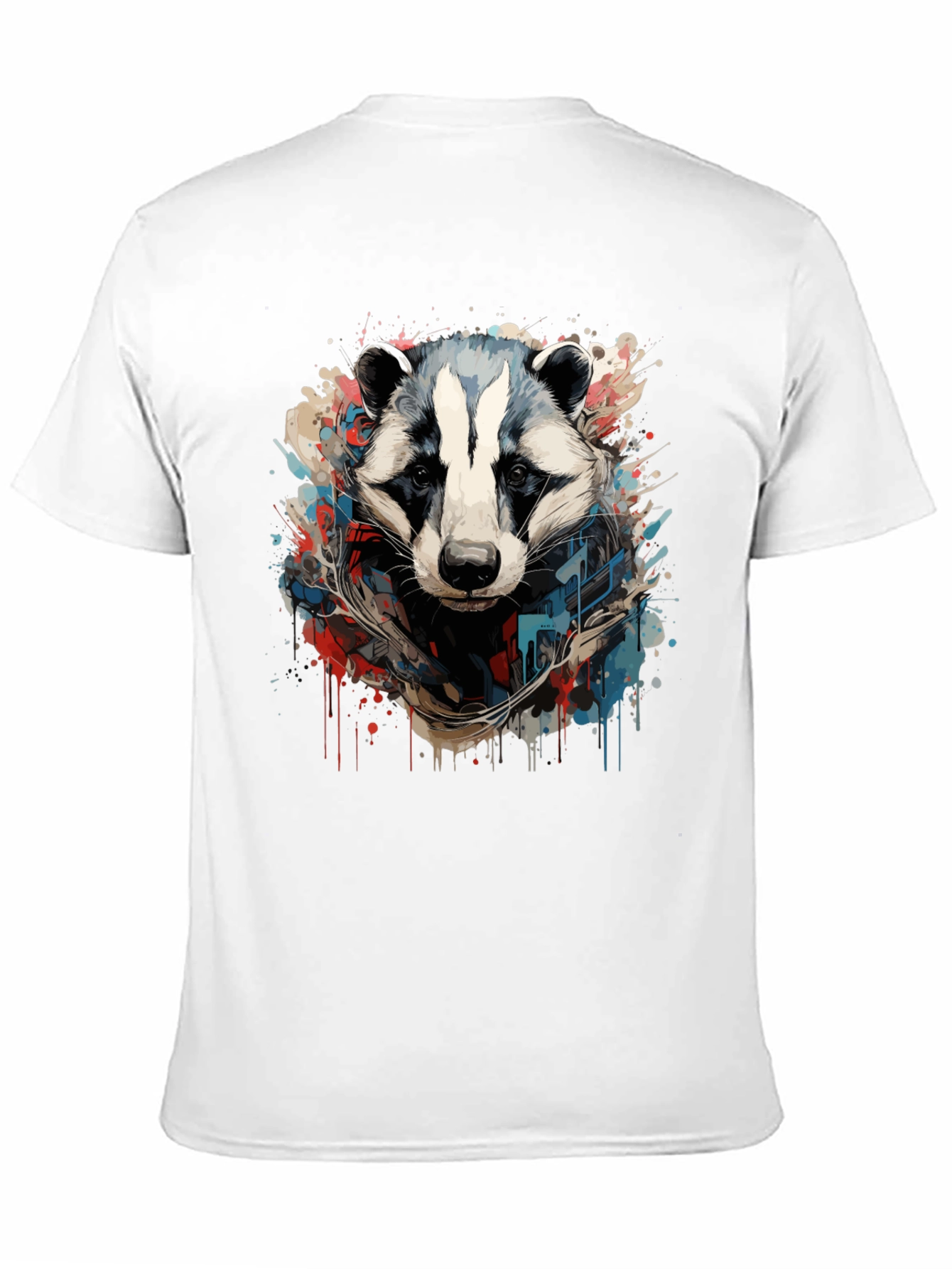 Mens Black Graphic Tee - Raccoon Art