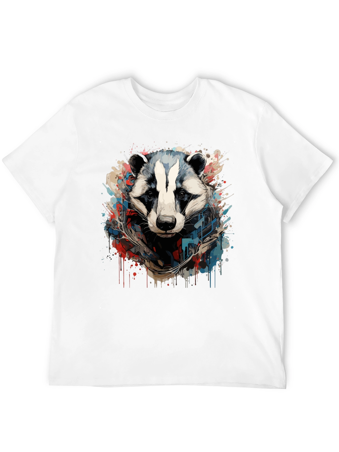 Mens Black Graphic Tee - Raccoon Art