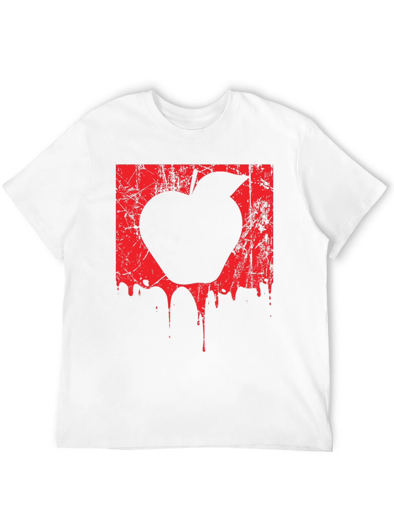 Mens Black T-Shirt with Red Apple Graphic