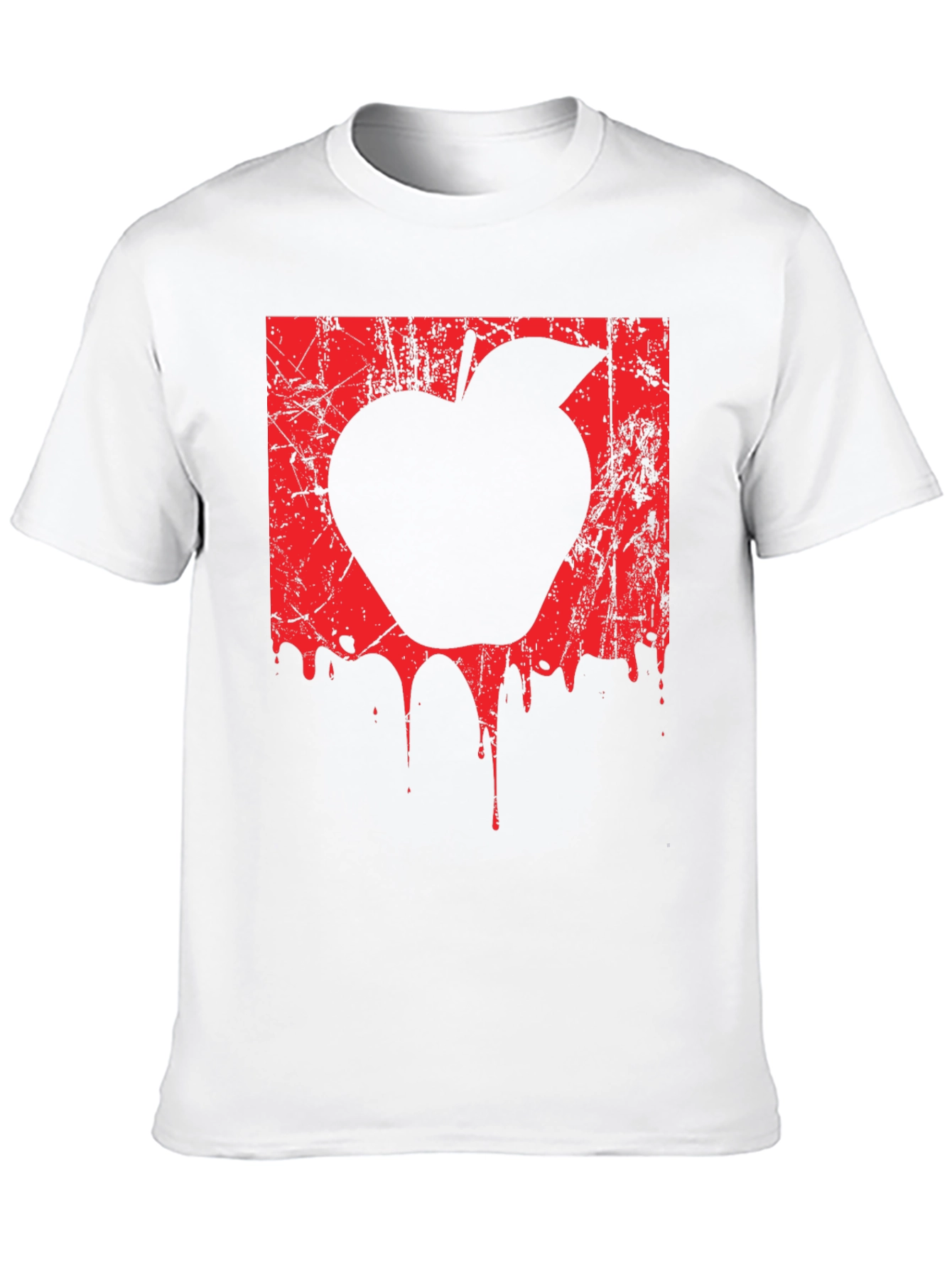 Mens Black T-Shirt with Red Apple Graphic