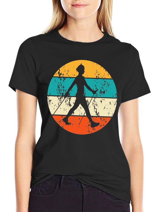 Retro Nordic Walking Silhouette T-Shirt