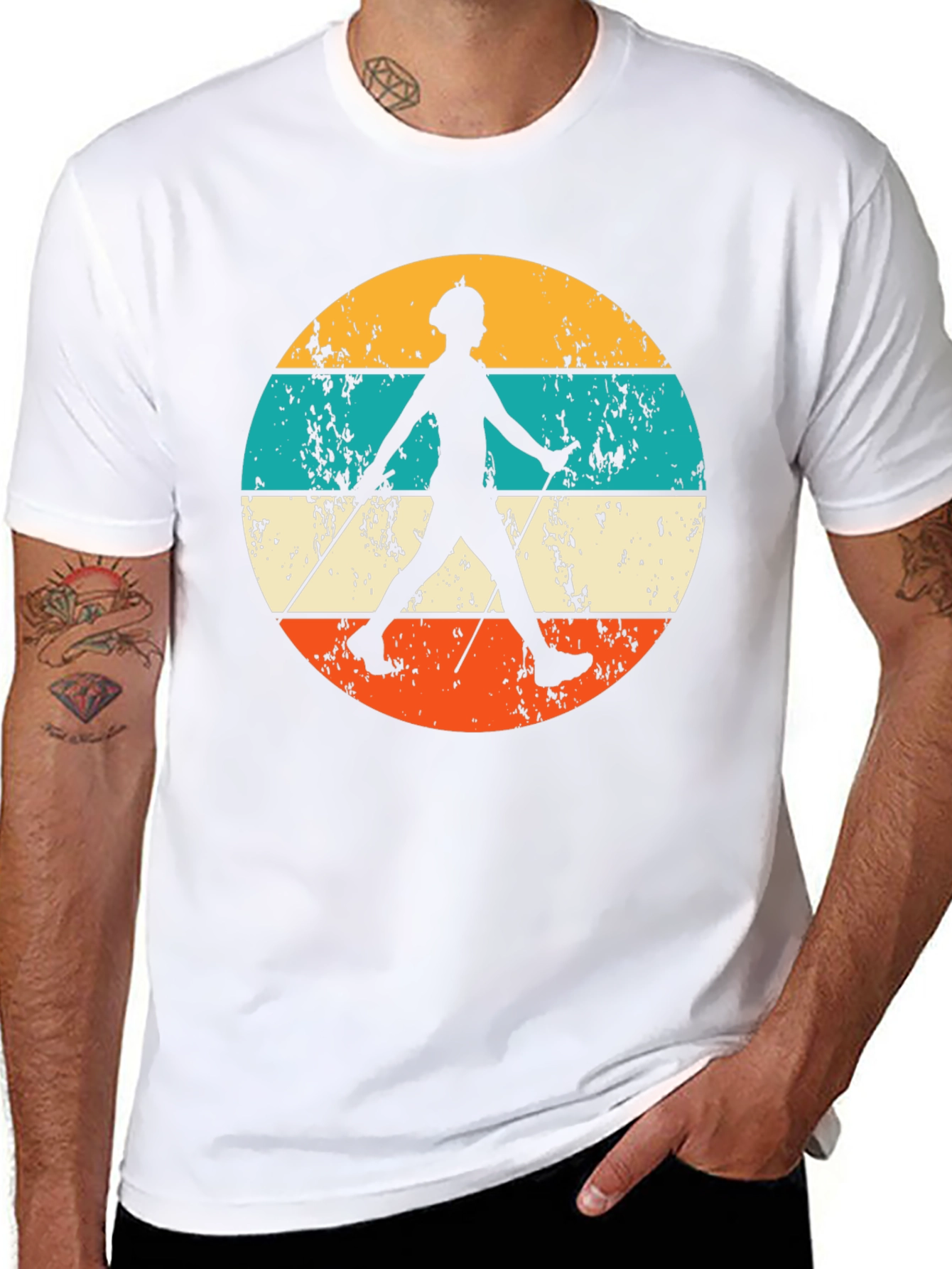 Retro Nordic Walking Silhouette T-Shirt
