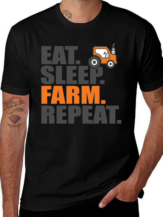 Eat Sleep Farm Repeat Mens Graphic Tee - Black