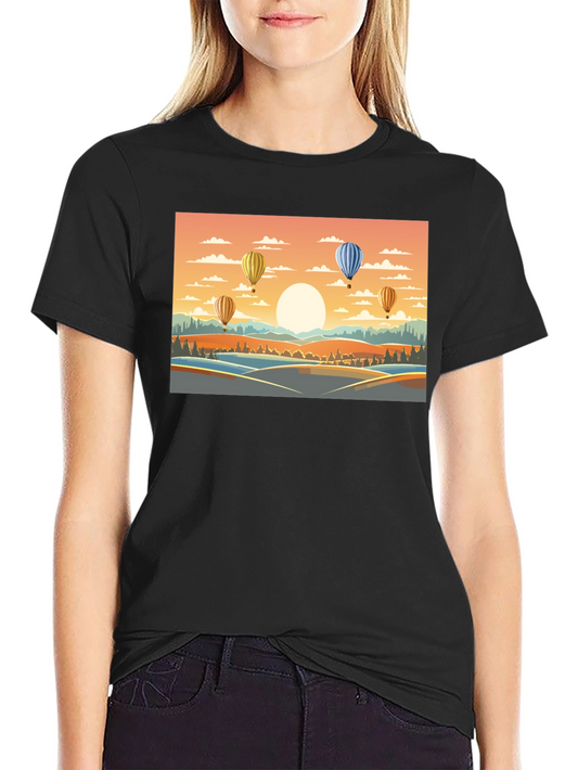 Hot Air Balloon Landscape Graphic Tee