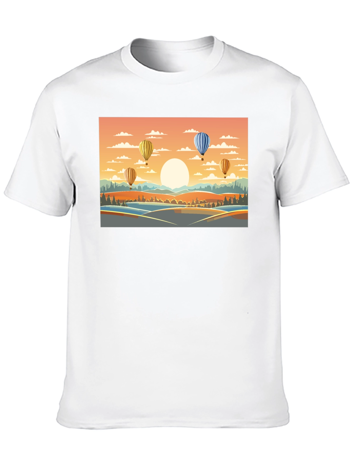 Hot Air Balloon Landscape Graphic Tee